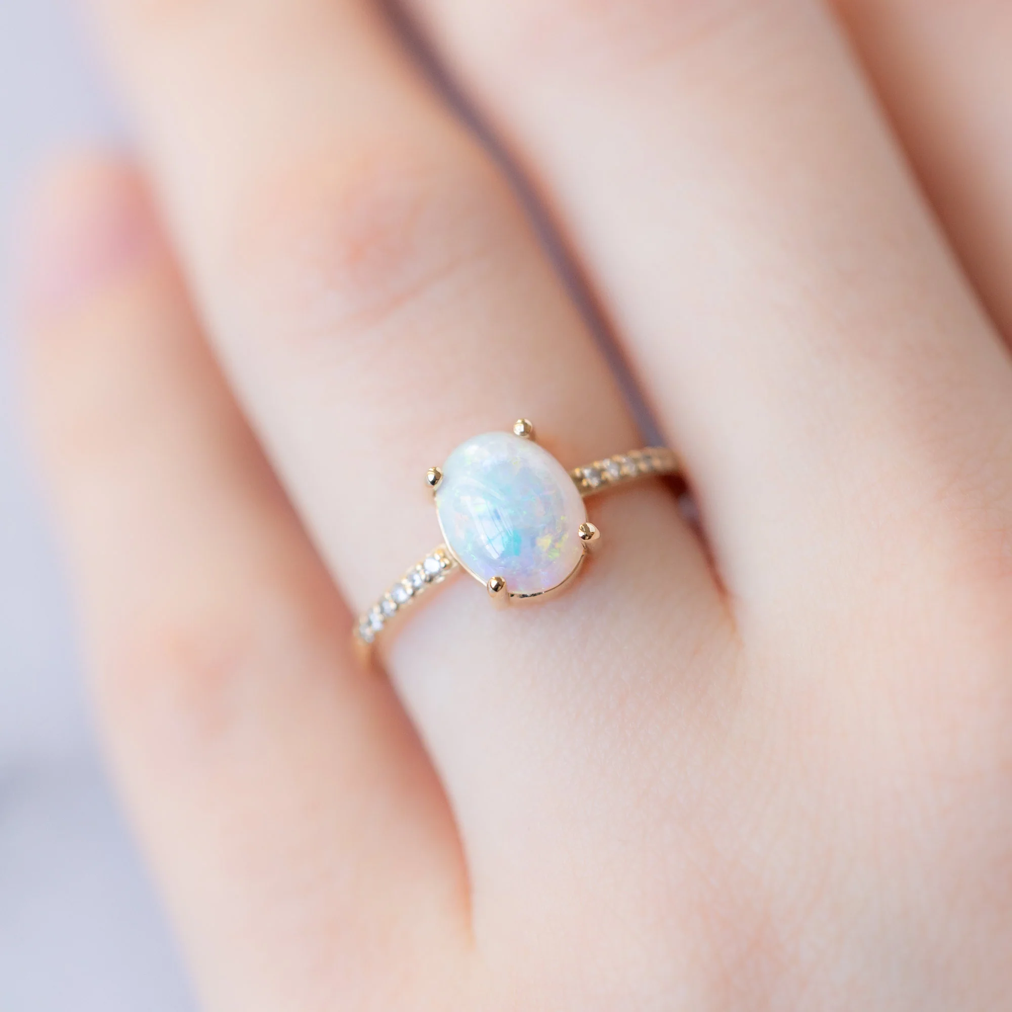 The Willow Ring | 1.11ct Oval Australian Opal in 14K Yellow Gold - Image 3