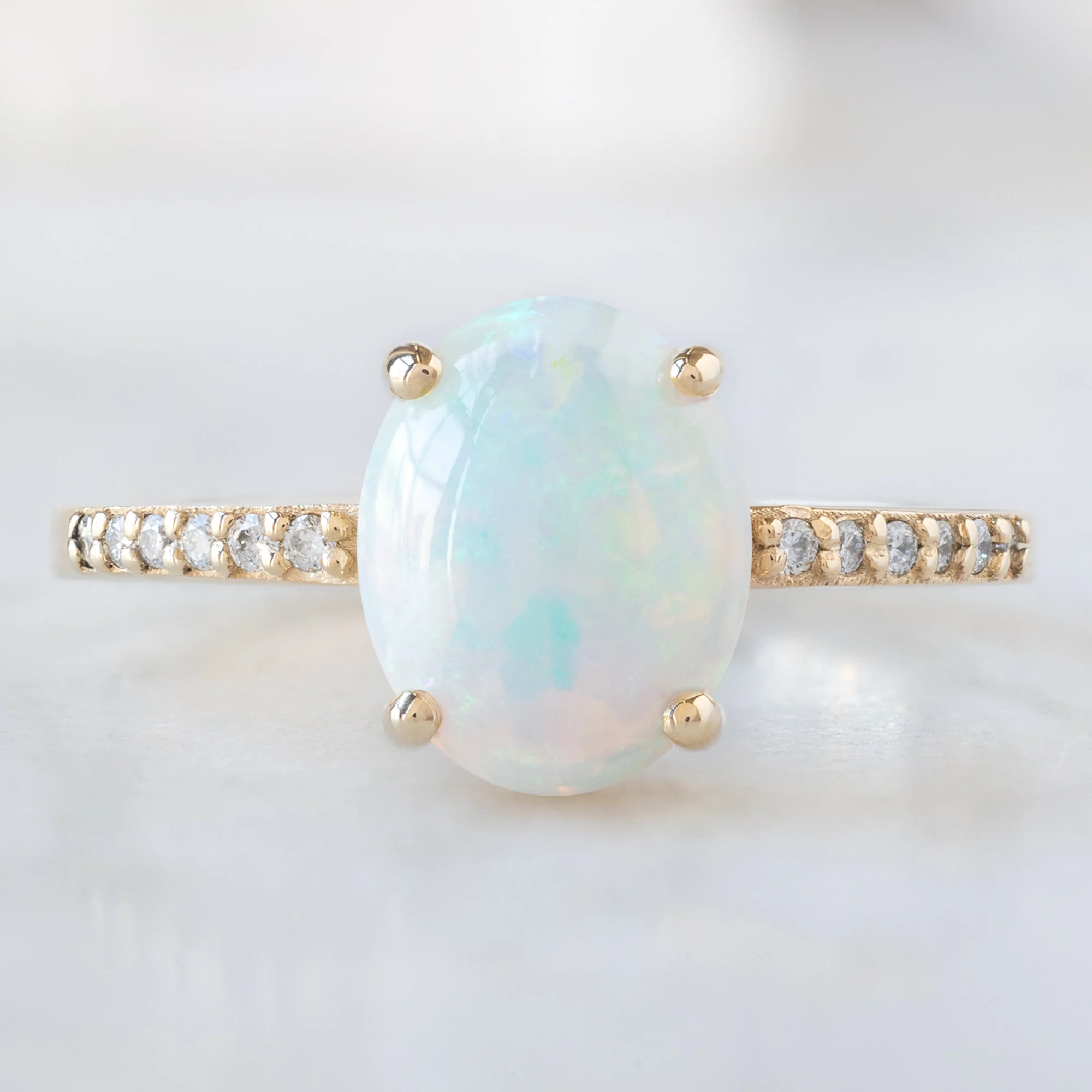 The Willow Ring | 1.11ct Oval Australian Opal in 14K Yellow Gold - Image 4