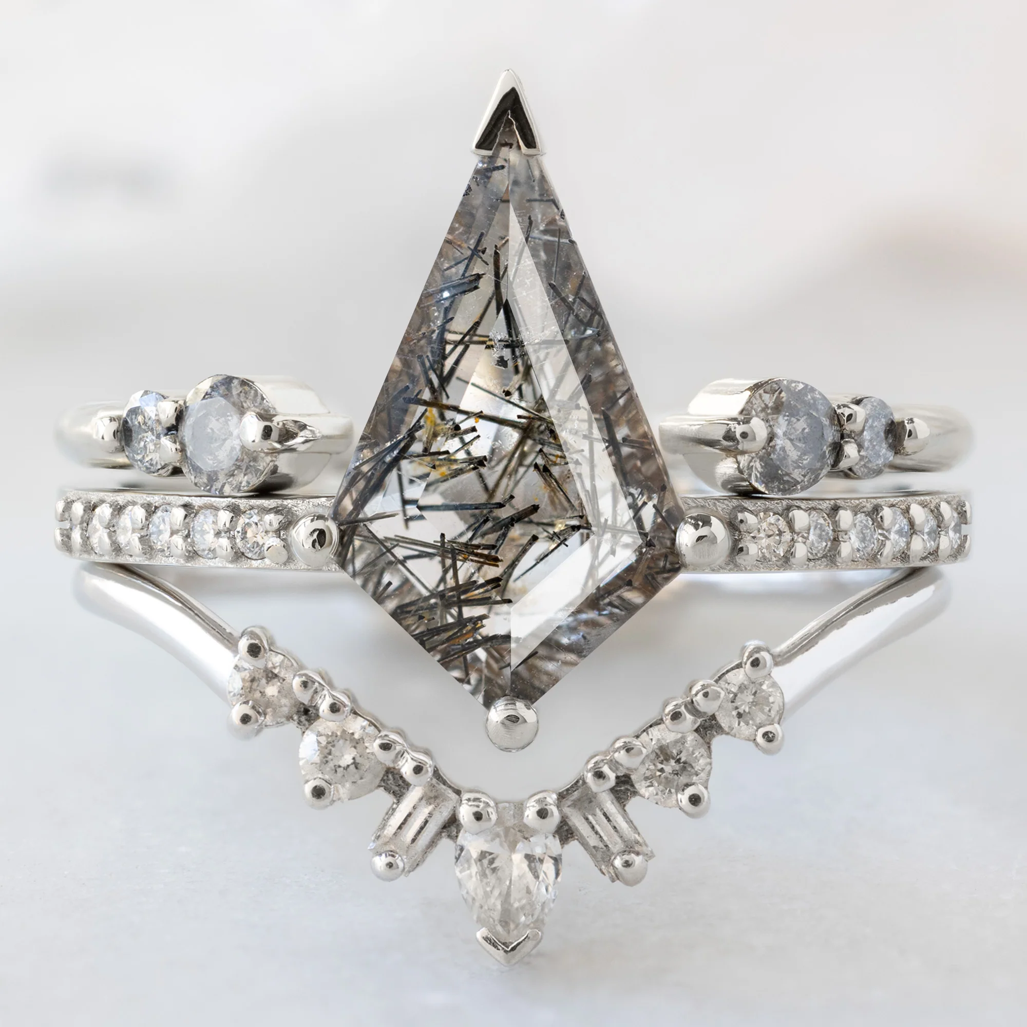 The Willow Ring | 1.15ct Kite Tourmaline in Quartz in 14K White Gold - Image 2