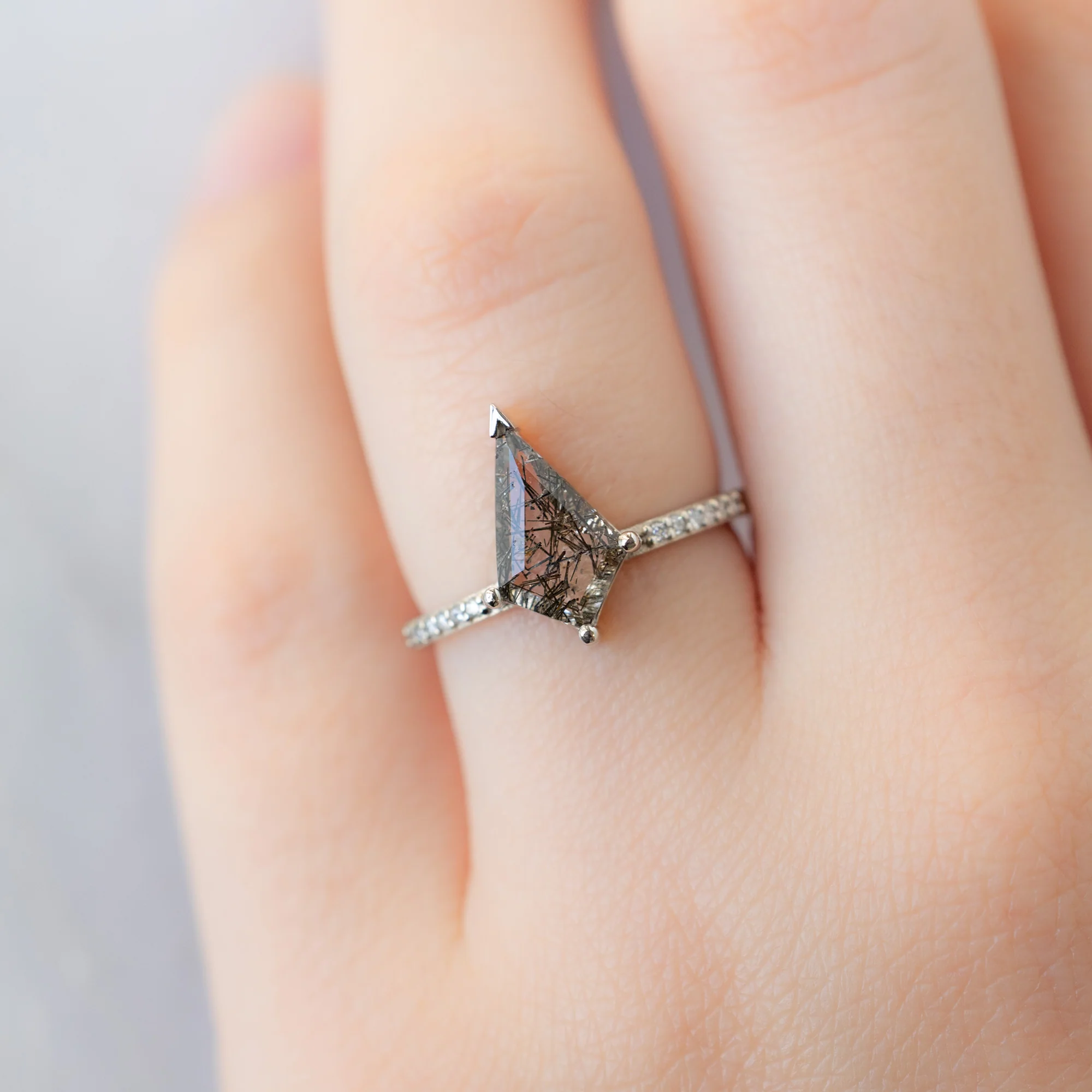 The Willow Ring | 1.15ct Kite Tourmaline in Quartz in 14K White Gold - Image 4