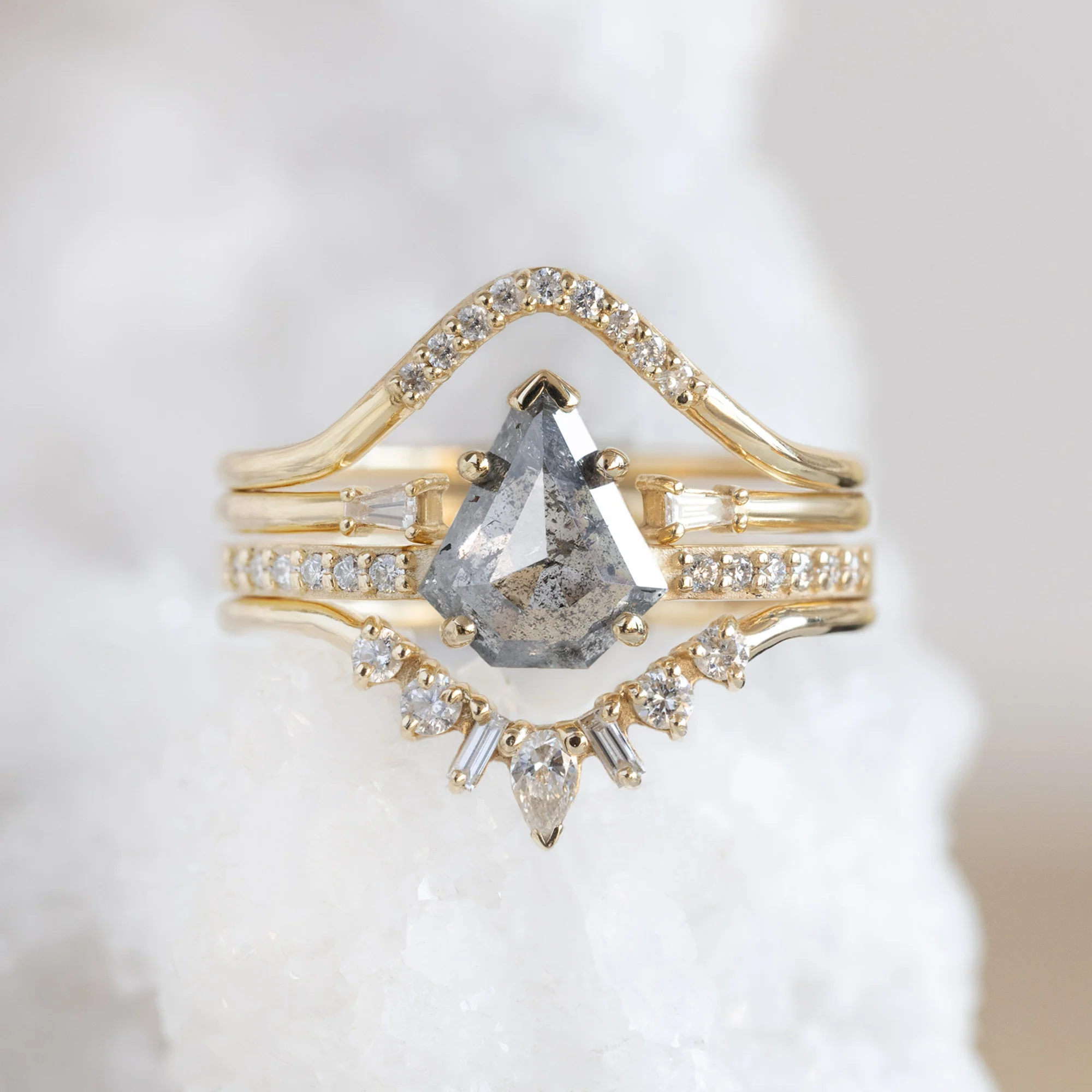 The Willow Ring | 1.16ct Shield Cut Salt and Pepper Diamond in 14K Yellow Gold - Image 4