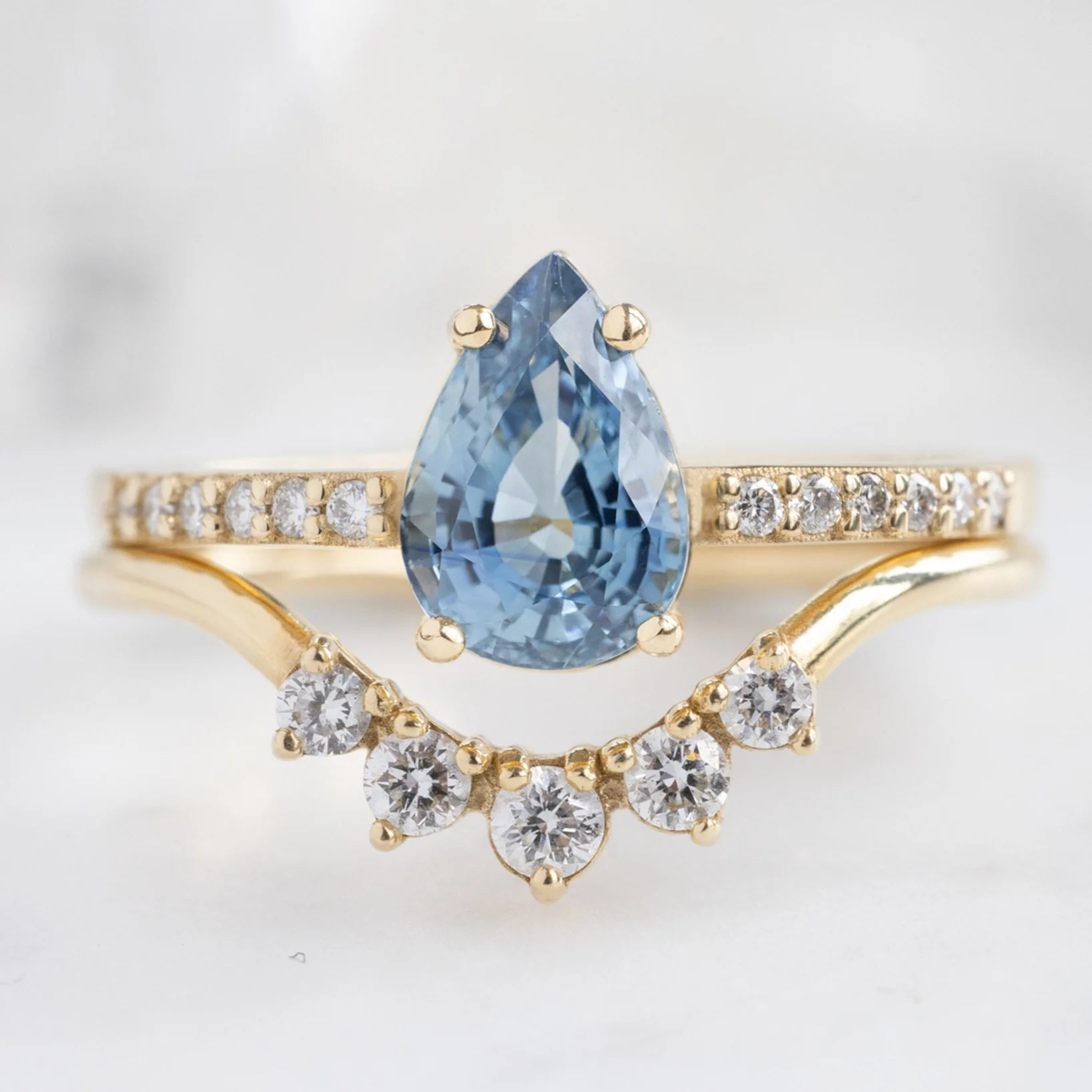 The Willow Ring | 1.18ct Pear Blue Sapphire in 14K Yellow Gold - Image 3