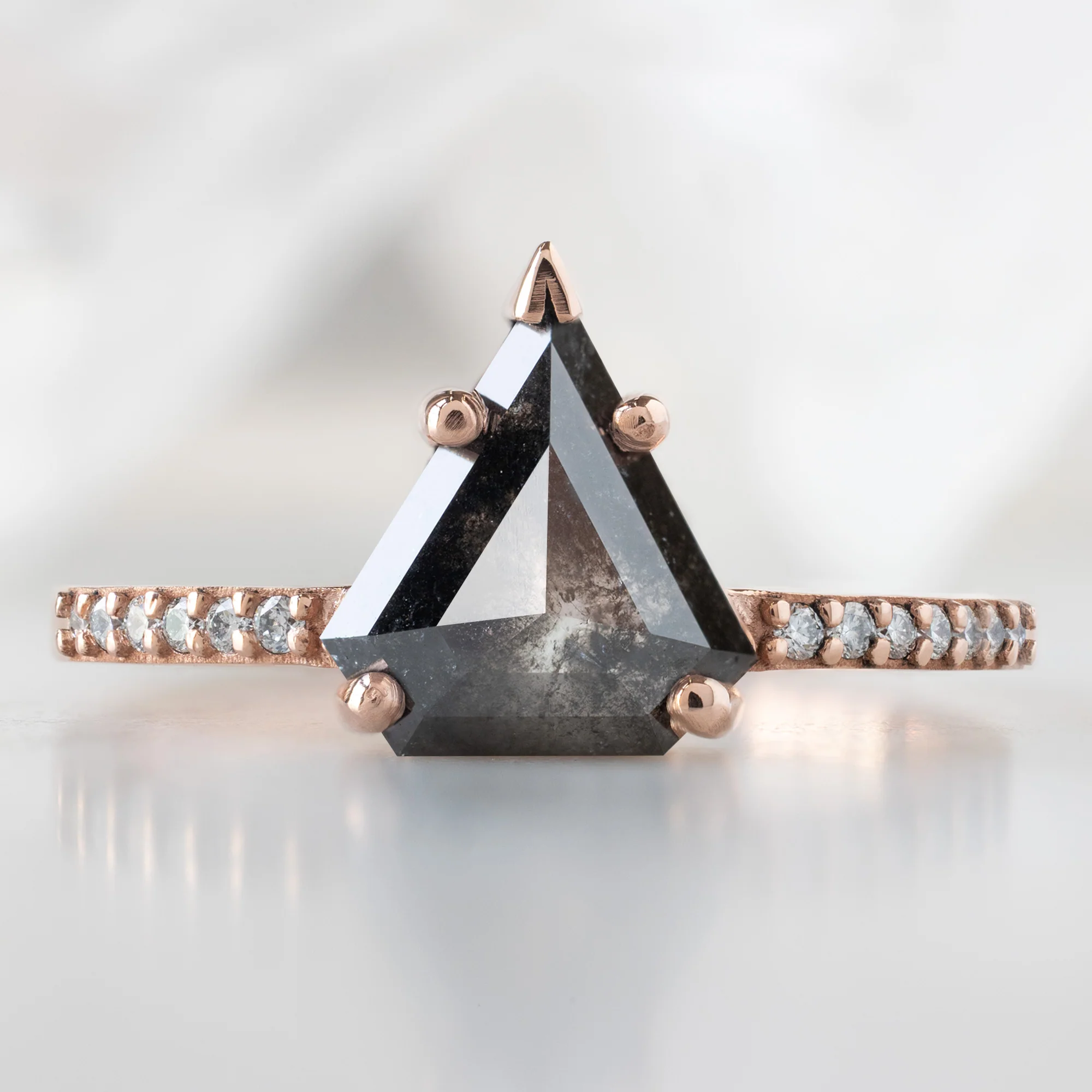 The Willow Ring | 1.19ct Shield Black Diamond in 14K Rose Gold