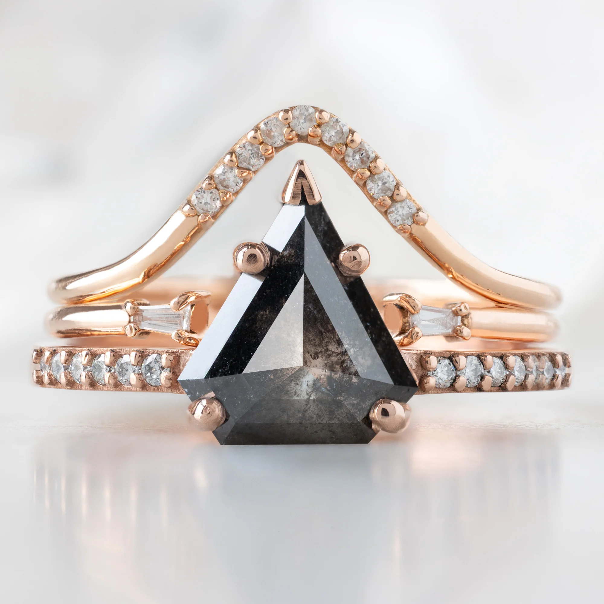 The Willow Ring | 1.19ct Shield Black Diamond in 14K Rose Gold - Image 2