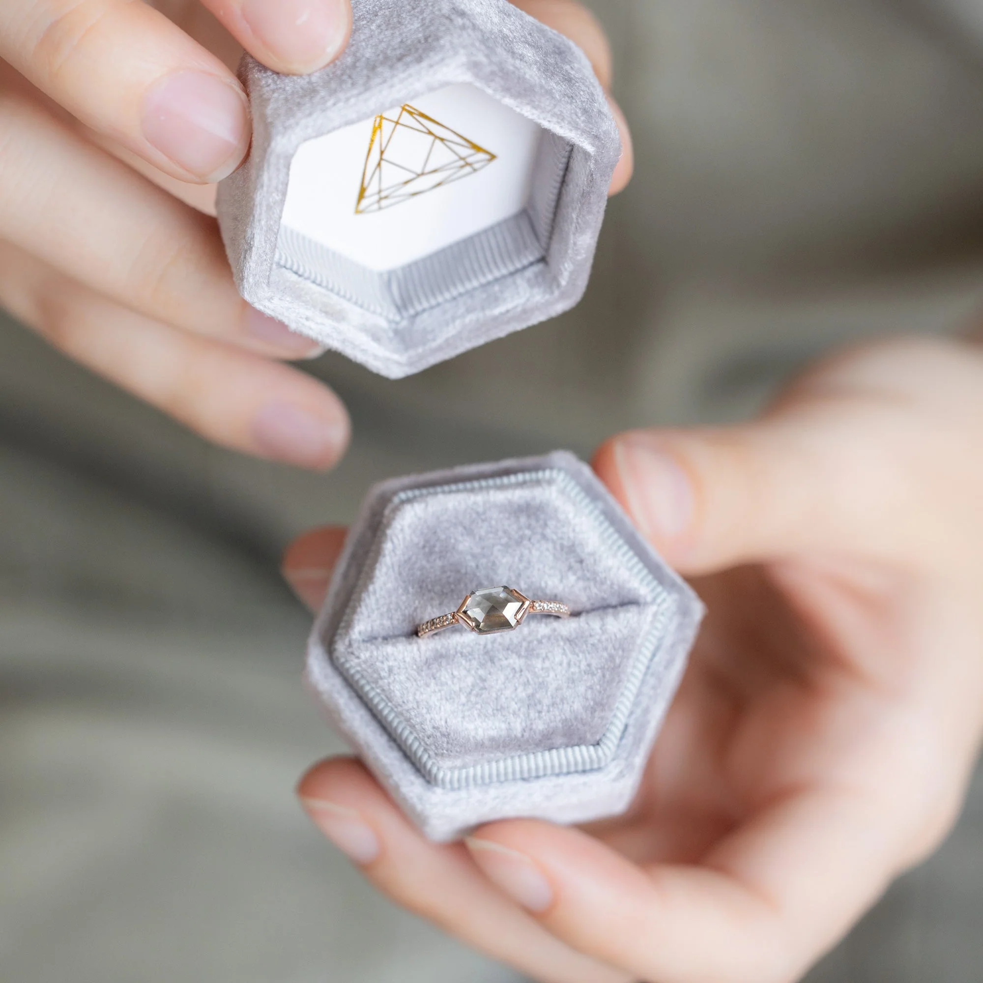 The Willow Ring | 1.26ct Hexagon Salt and Pepper Diamond in 14K Rose Gold - Image 5