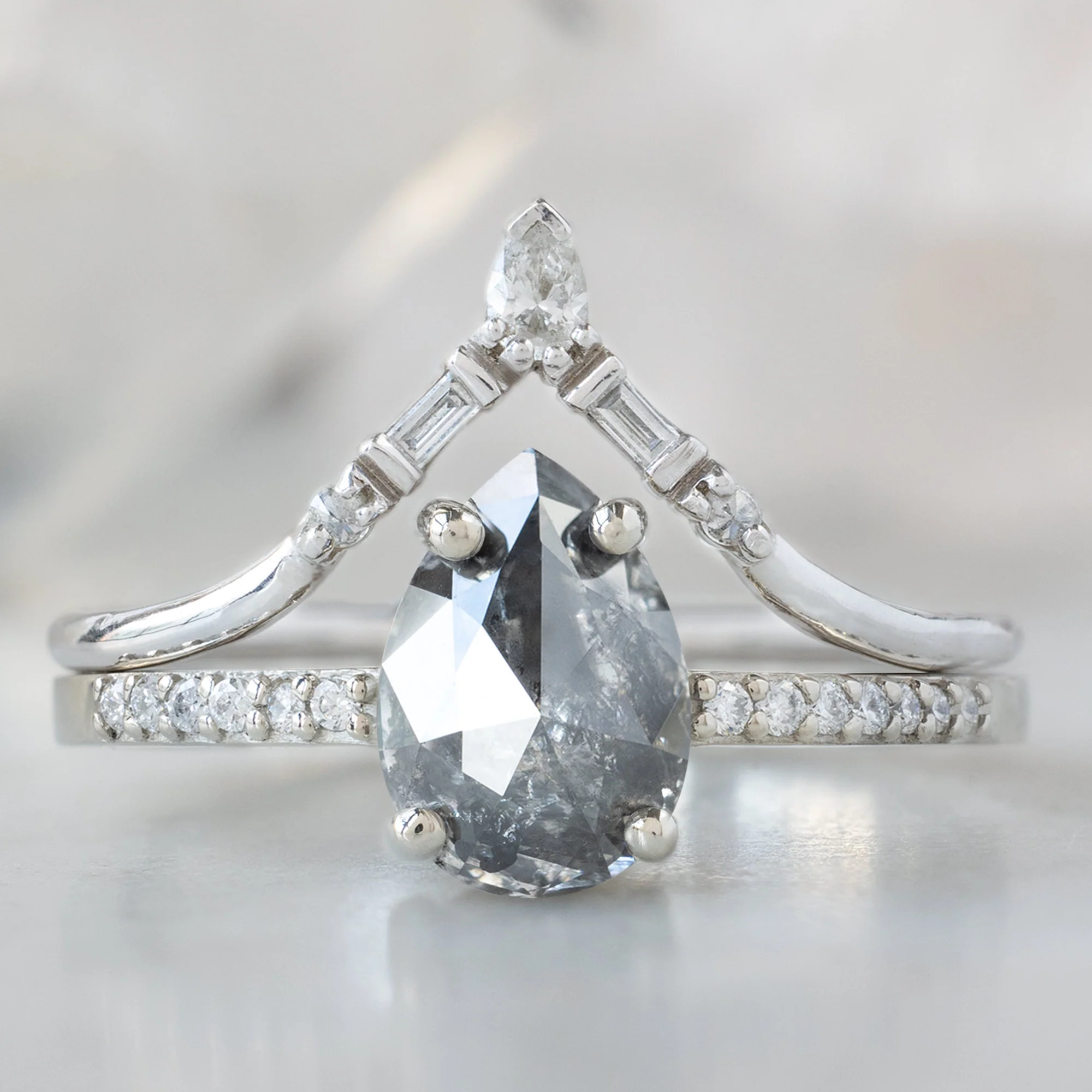 The Willow Ring | 1.32ct Pear Black Diamond in 14K White Gold - Image 4