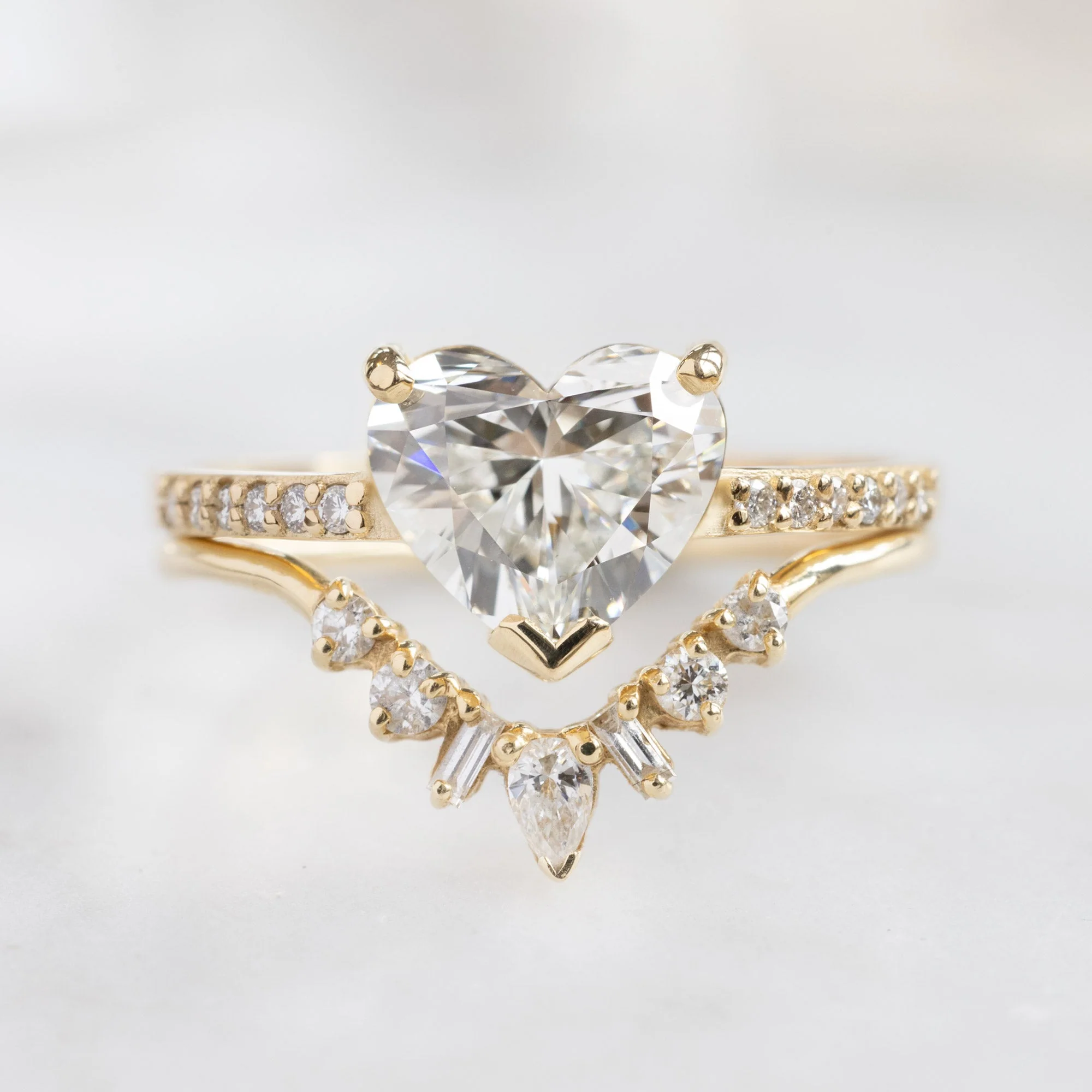 The Willow Ring | 1.38ct Lab Grown Heart White Diamond in 14K Yellow Gold - Image 3