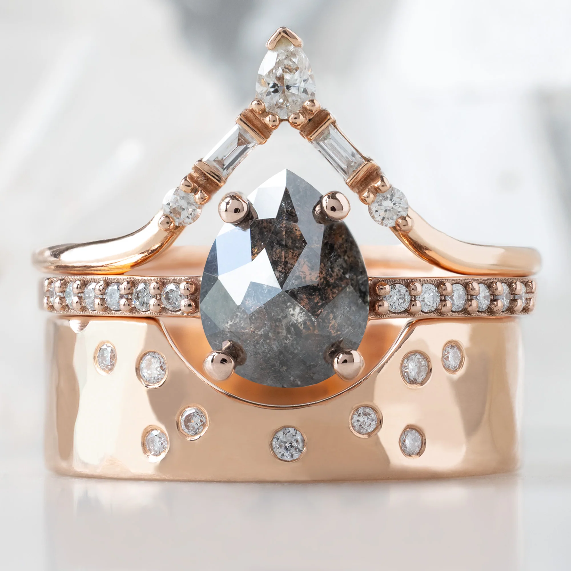 The Willow Ring | 1.38ct Pear Black Diamond in 14K Rose Gold - Image 2