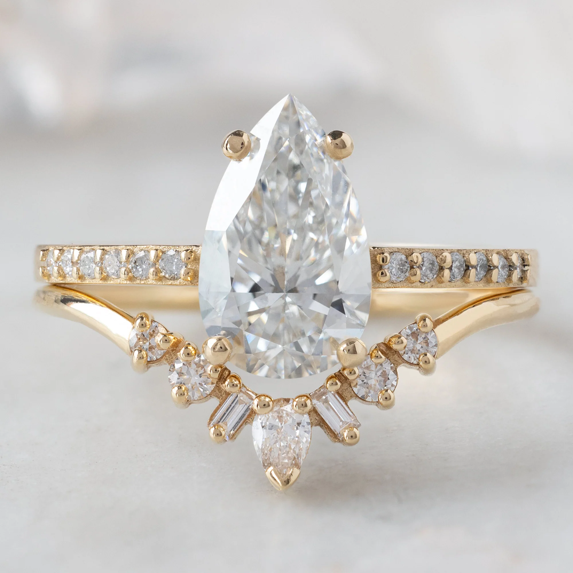 The Willow Ring | 1.38ct Pear Lab Grown White Diamond in 14K Yellow Gold - Image 2