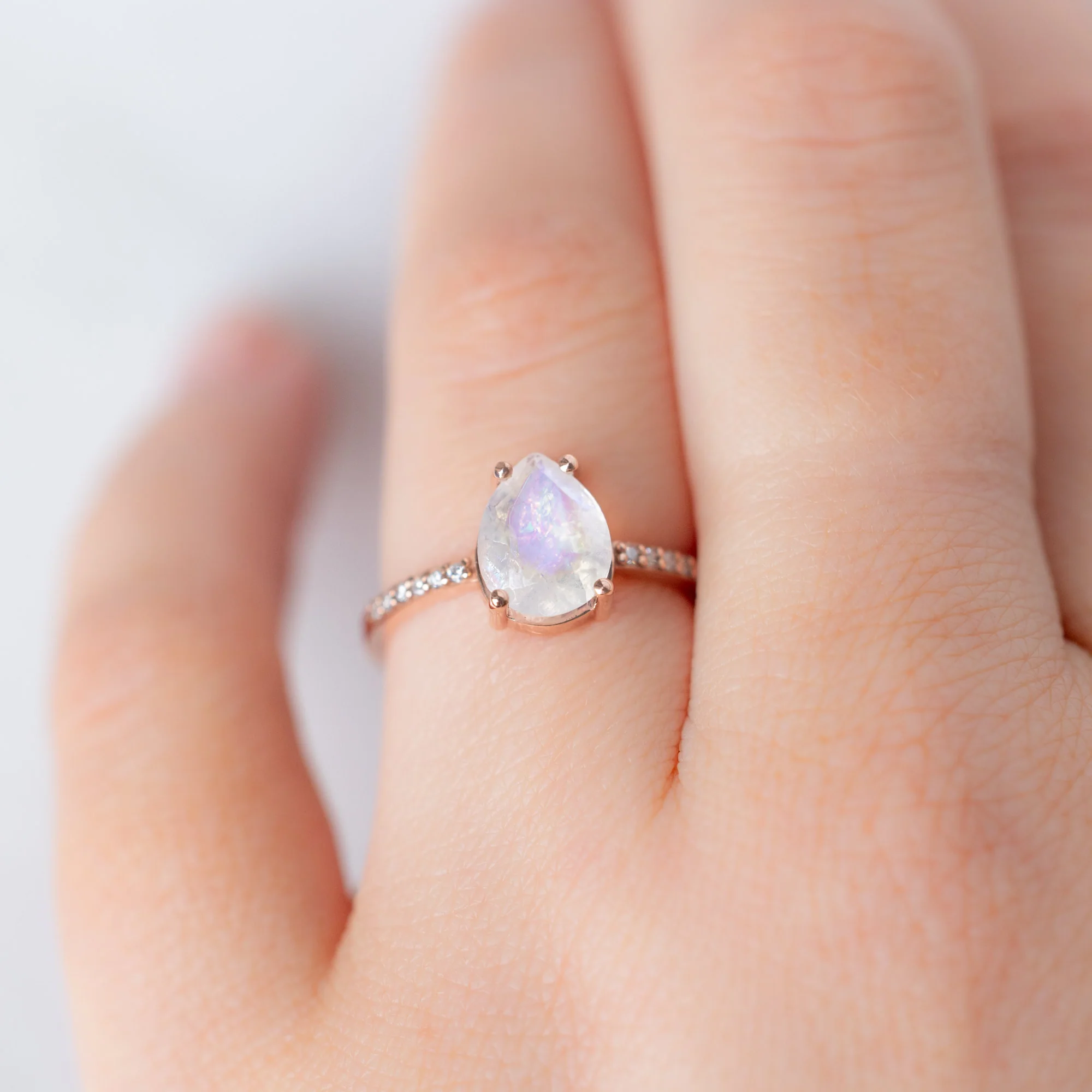 The Willow Ring | 1.38ct Pear Moonstone in 14K Rose Gold - Image 3