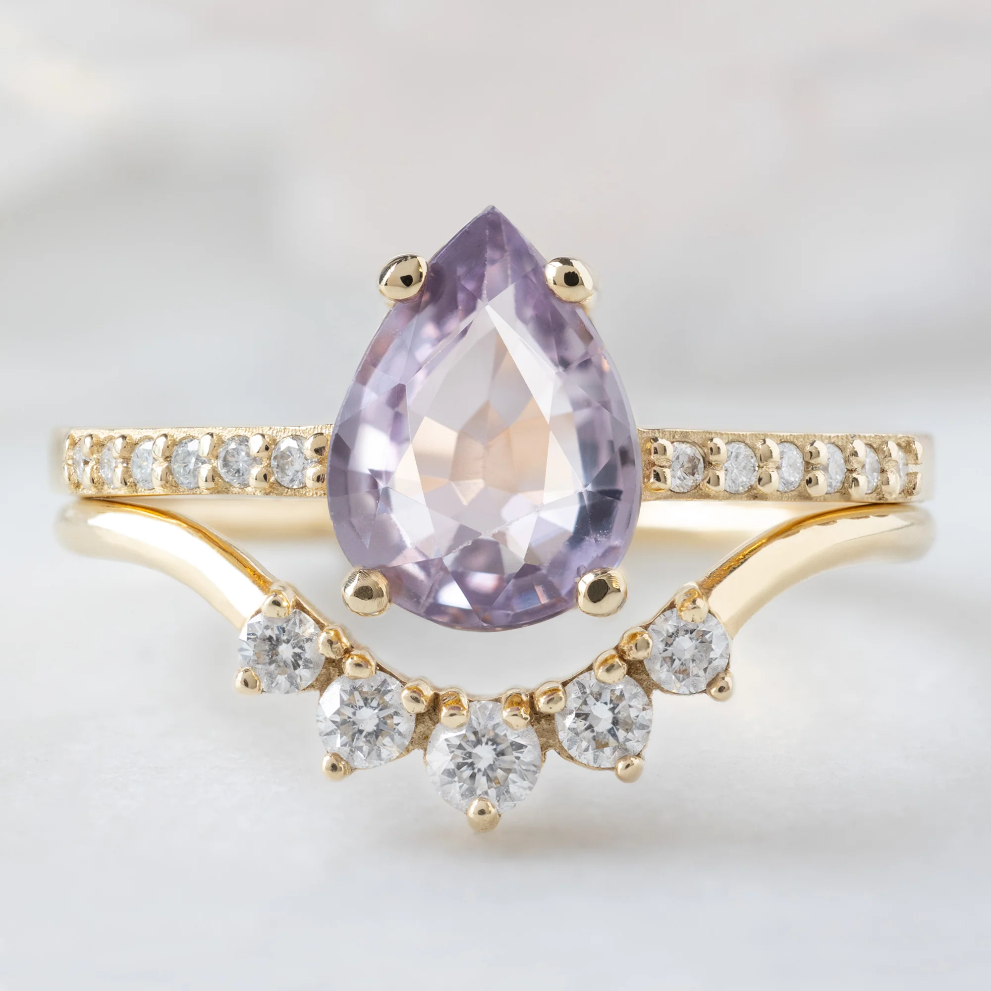 The Willow Ring | 1.38ct Pear Violet Sapphire in 14K Yellow Gold - Image 3