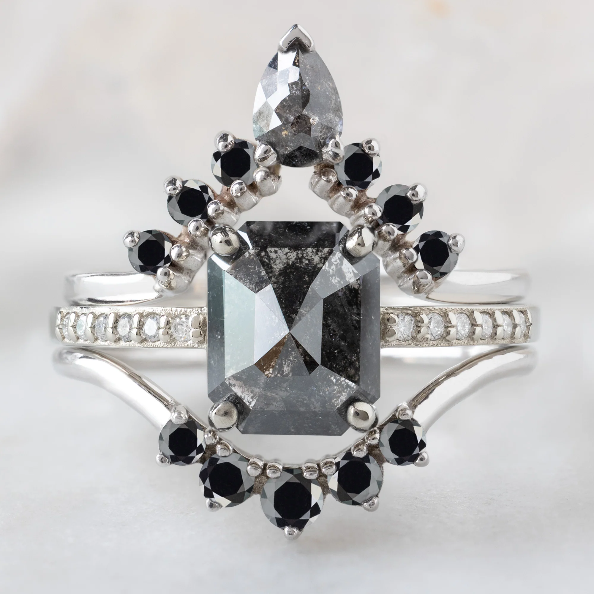 The Willow Ring | 1.53ct Emerald Cut Black Diamond in 14K White Gold - Image 2