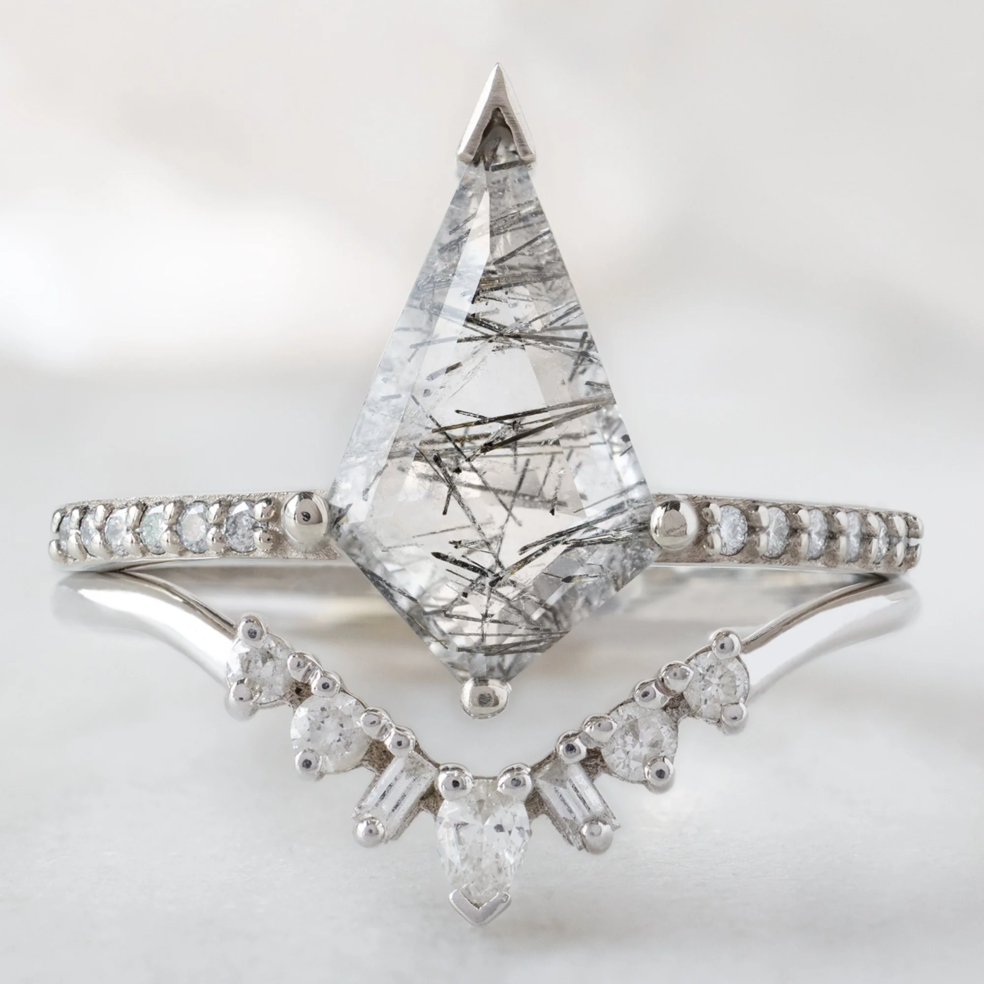 The Willow Ring | 1.53ct Kite Tourmaline in Quartz in 14K White Gold - Image 2