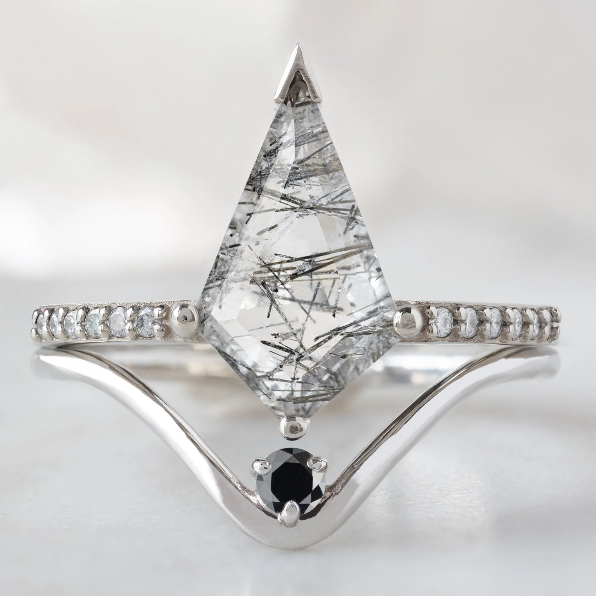 The Willow Ring | 1.53ct Kite Tourmaline in Quartz in 14K White Gold - Image 4