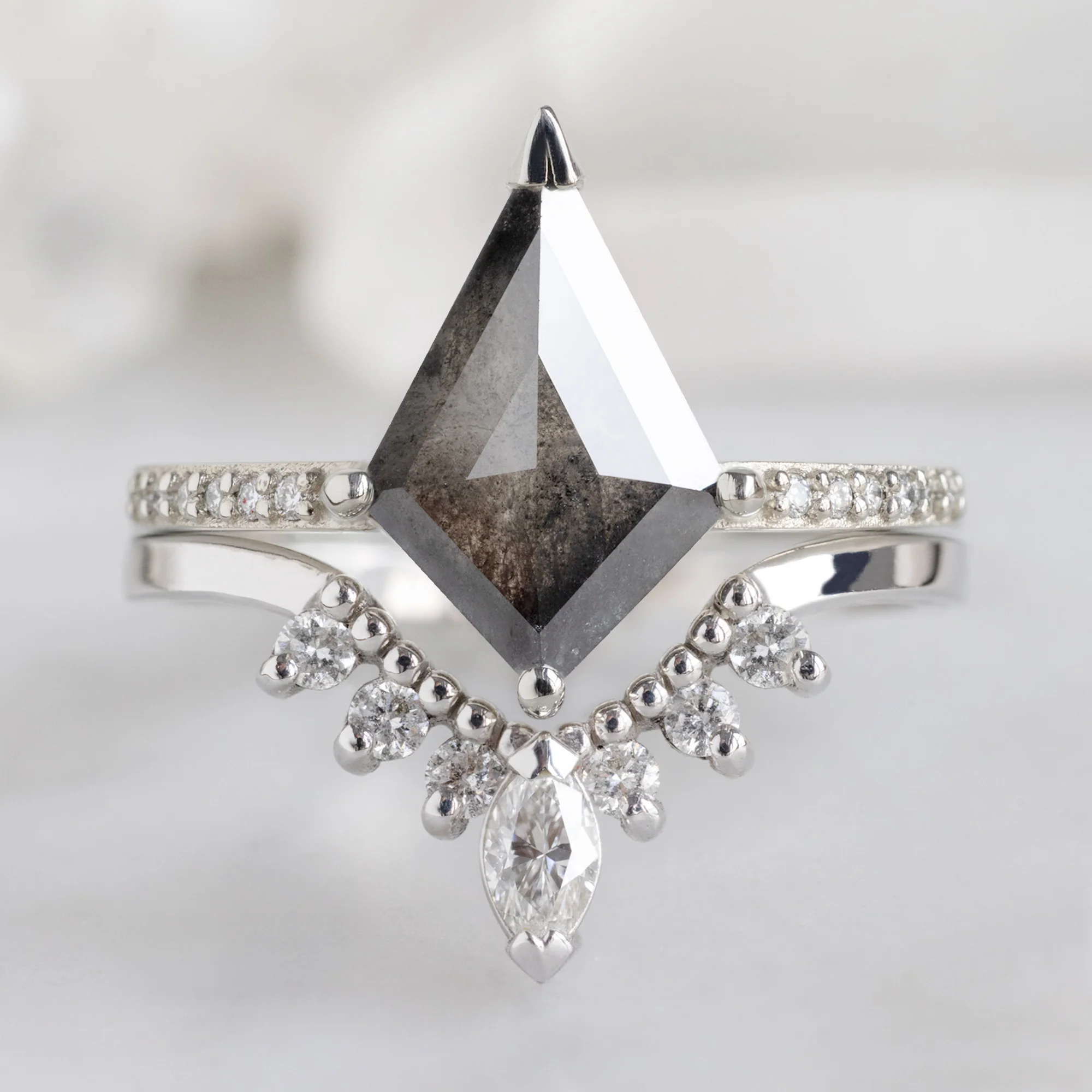 The Willow Ring | 1.71ct Kite Black Diamond in 14K White Gold - Image 3
