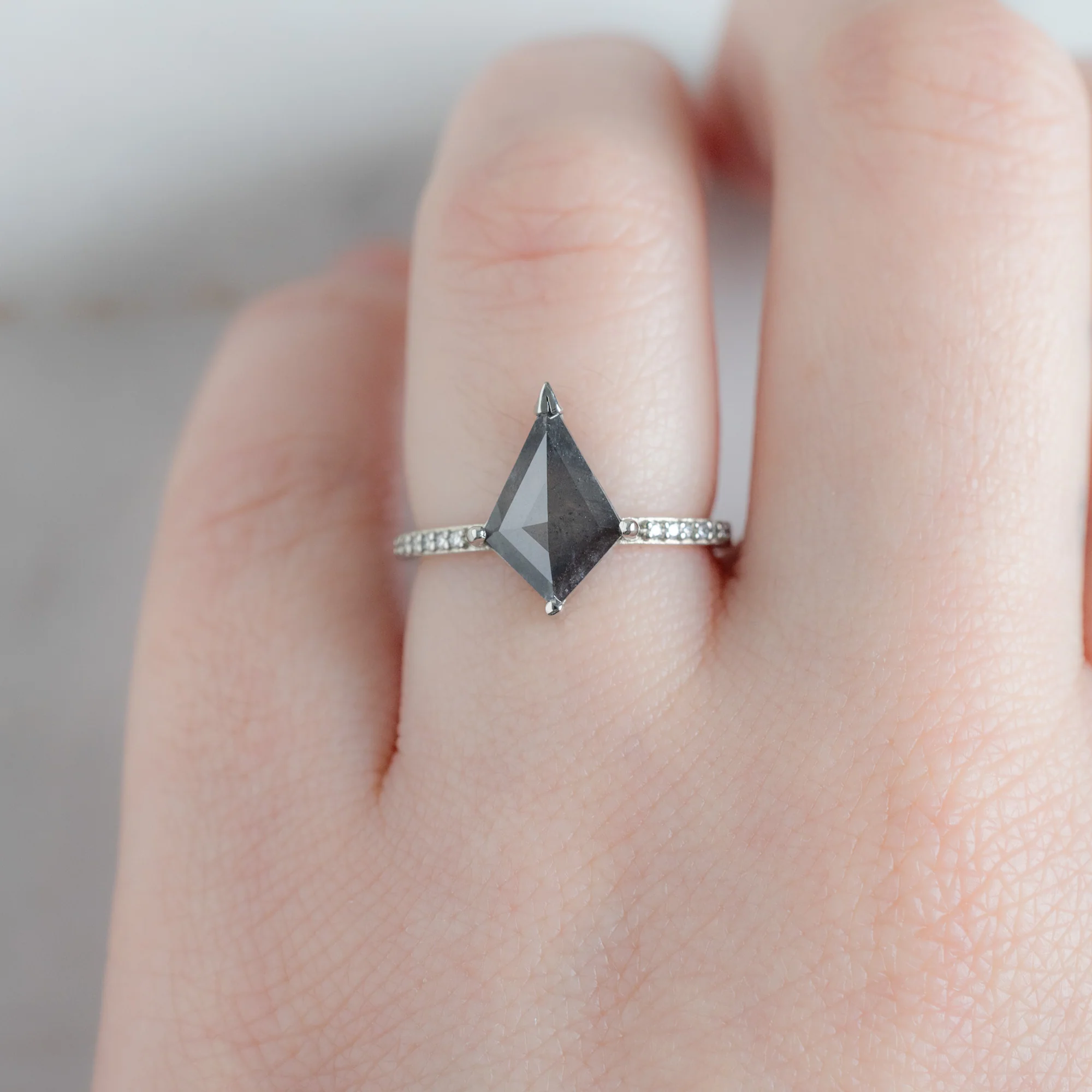 The Willow Ring | 1.71ct Kite Black Diamond in 14K White Gold - Image 4