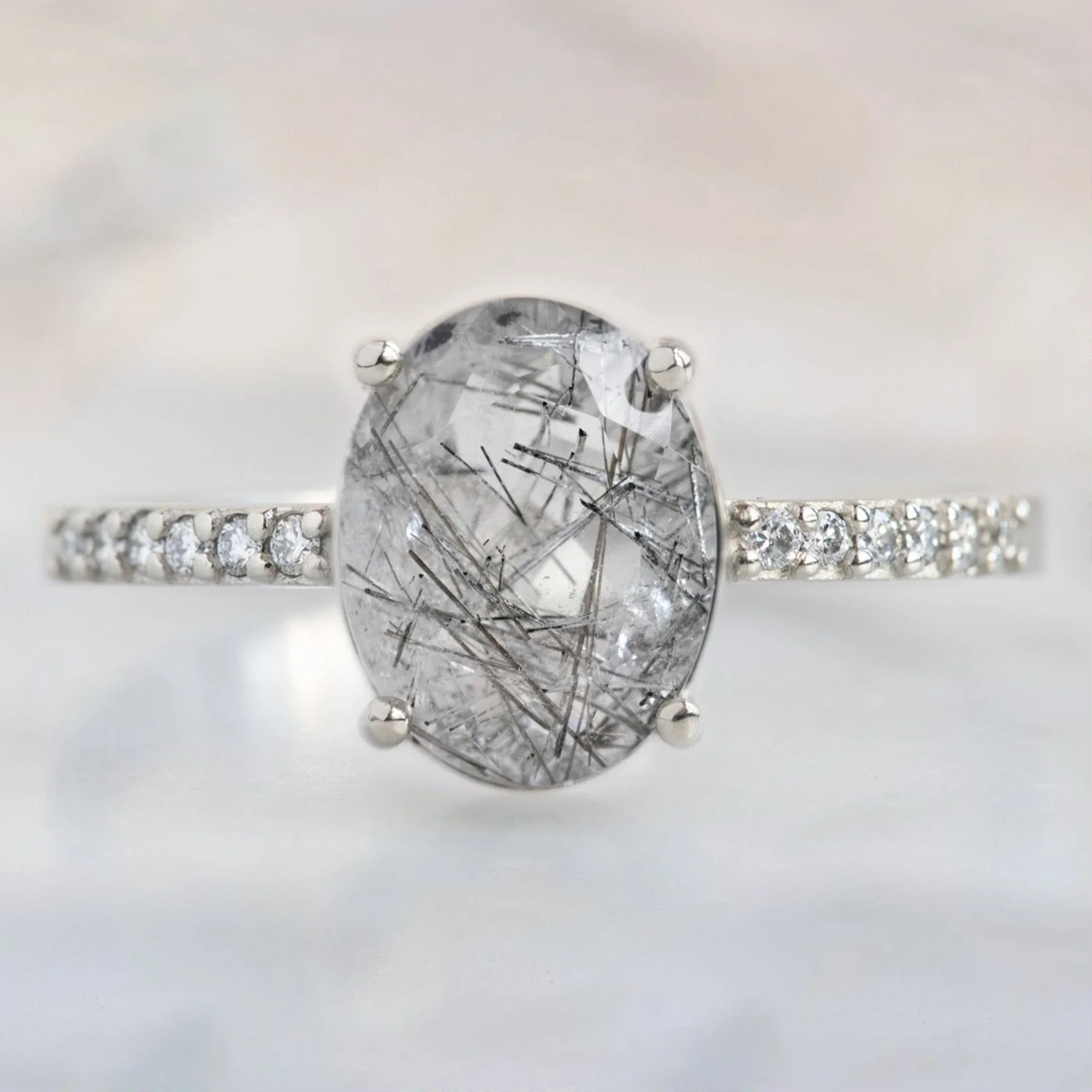 The Willow Ring | 1.82ct Oval Tourmaline in Quartz in 14K White Gold