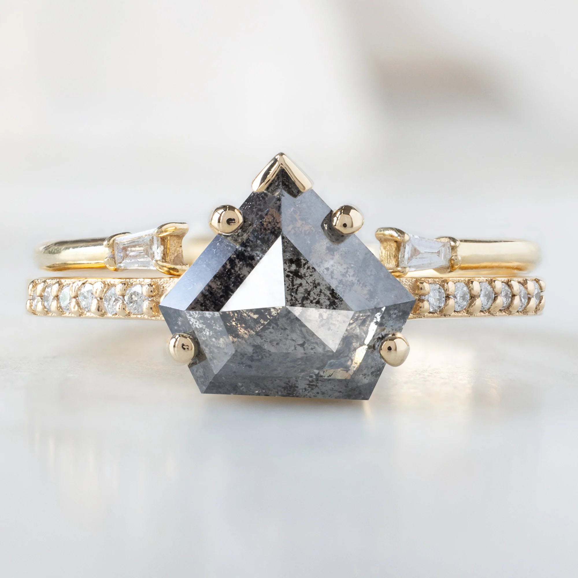 The Willow Ring | 2.19ct Shield Salt and Pepper Diamond in 14K Yellow Gold - Image 3