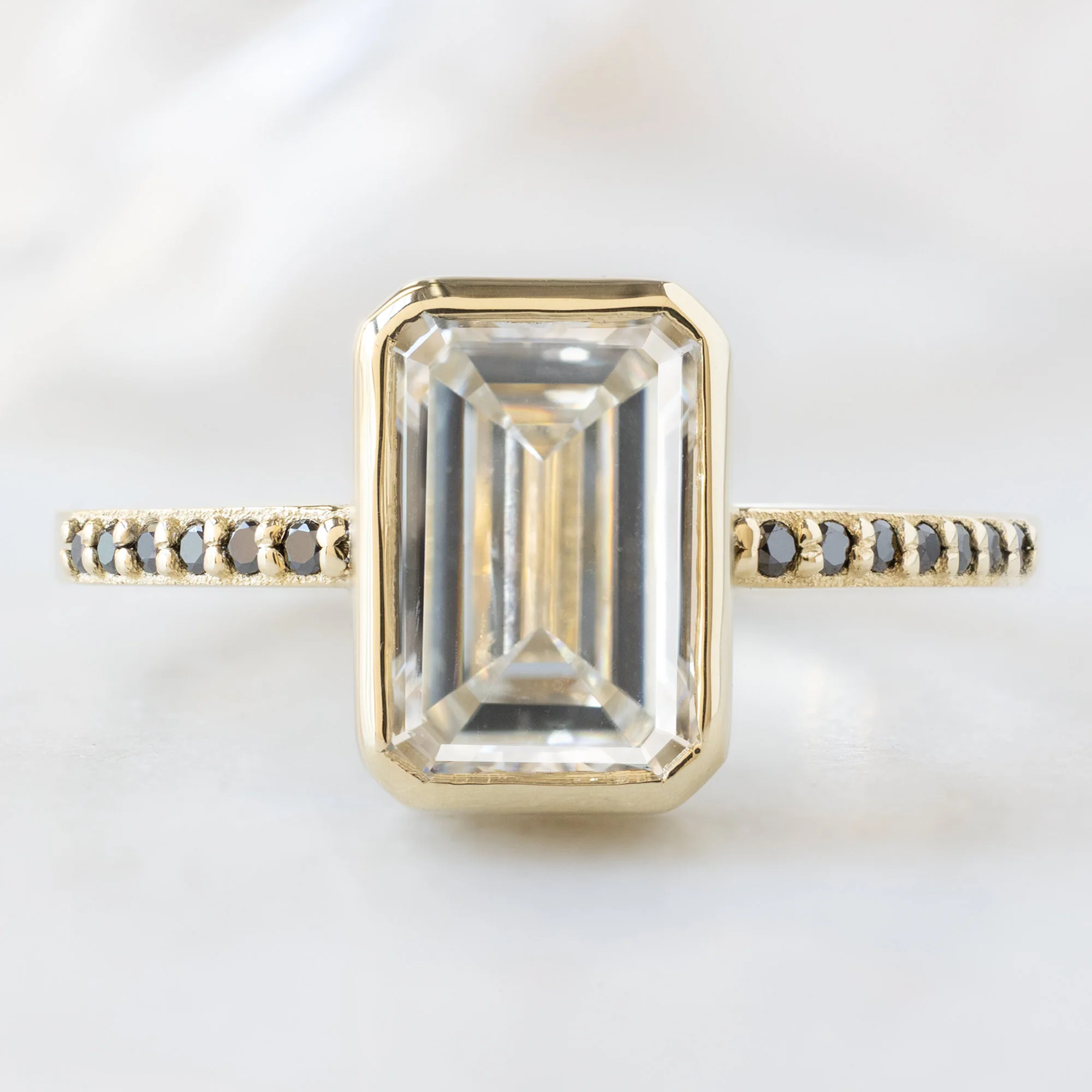 The Willow Ring | 2.50ct Lab Grown Emerald Cut White Diamond in 14K Yellow Gold