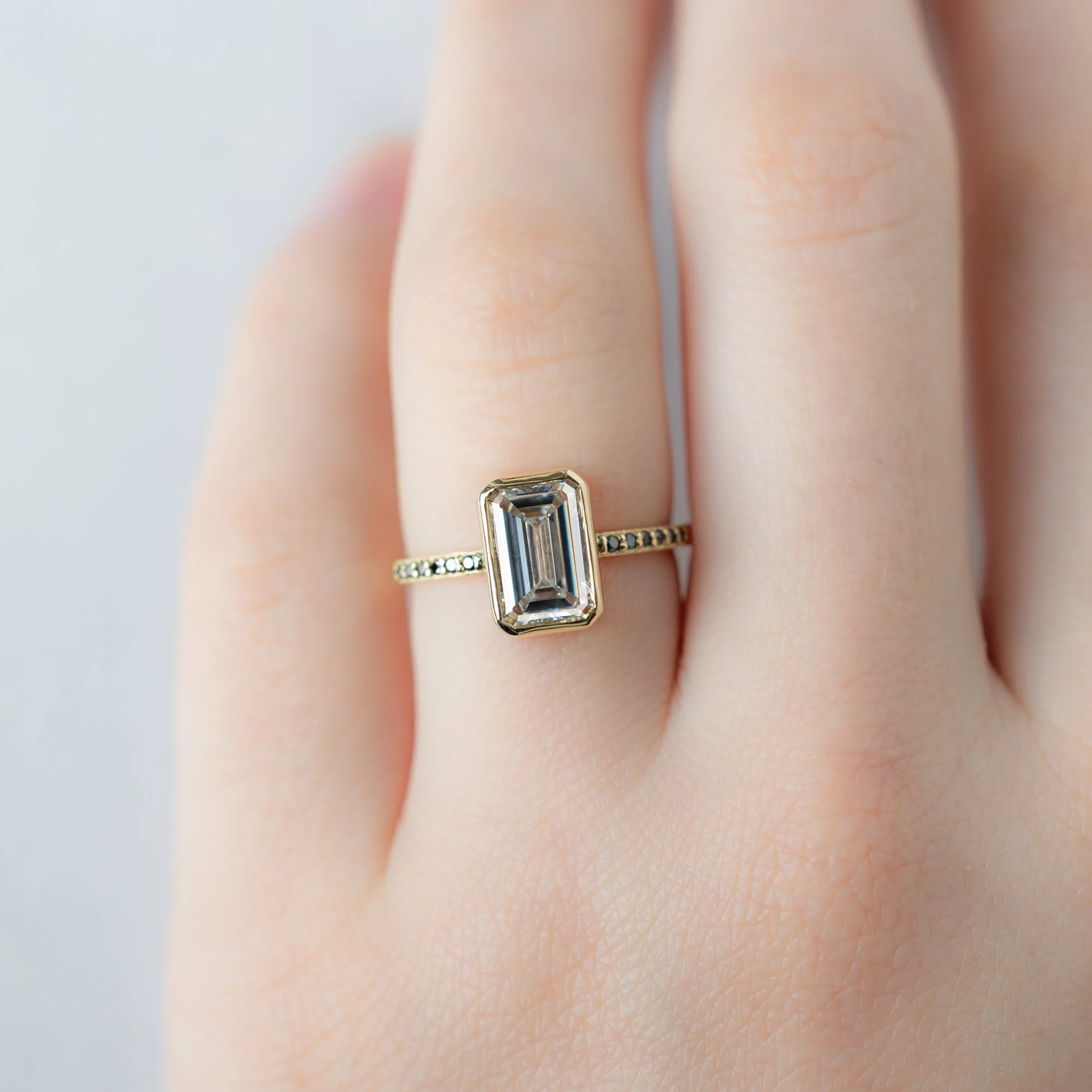The Willow Ring | 2.50ct Lab Grown Emerald Cut White Diamond in 14K Yellow Gold - Image 4