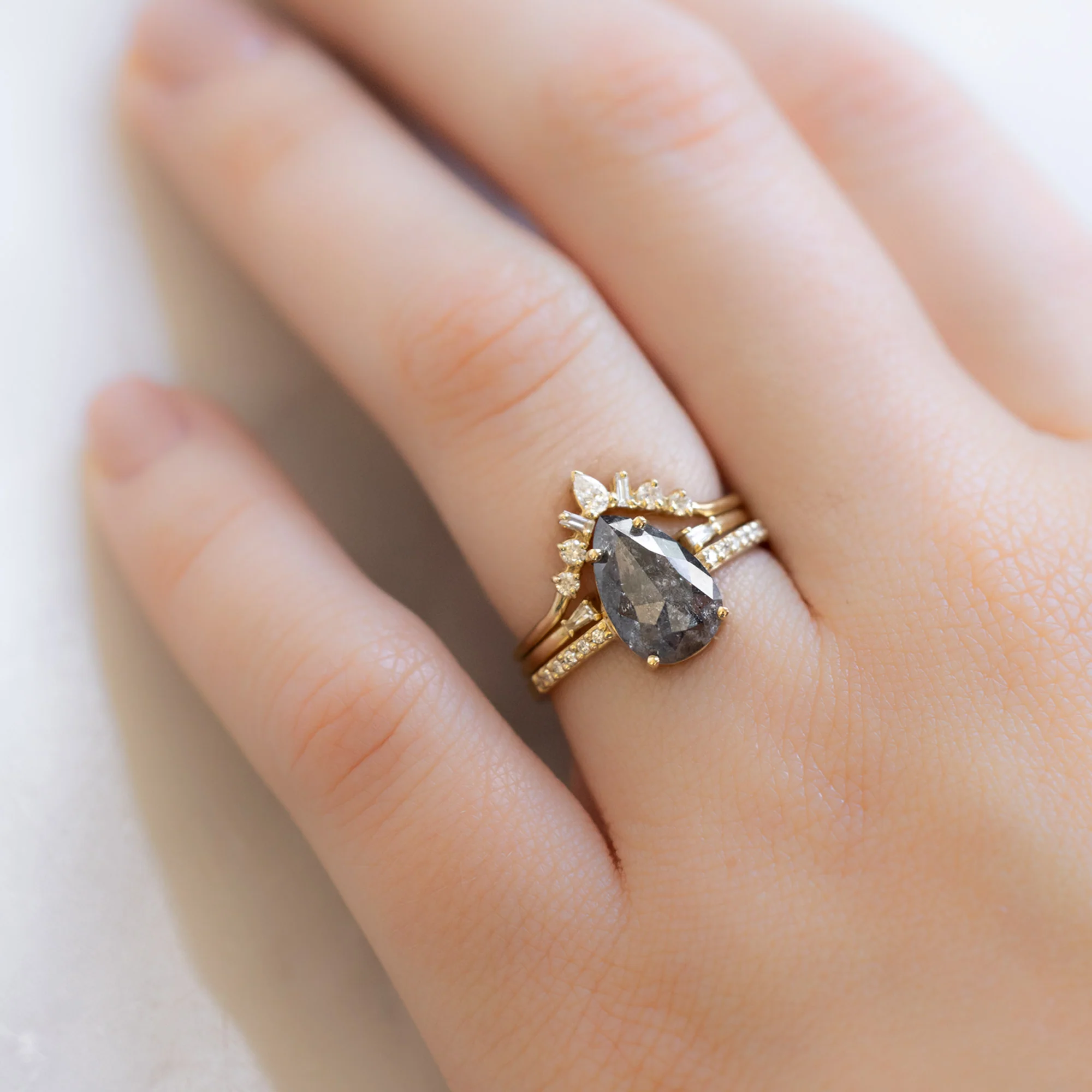 The Willow Ring | Build Your Own Pear Black Diamond Engagement Ring - Image 10