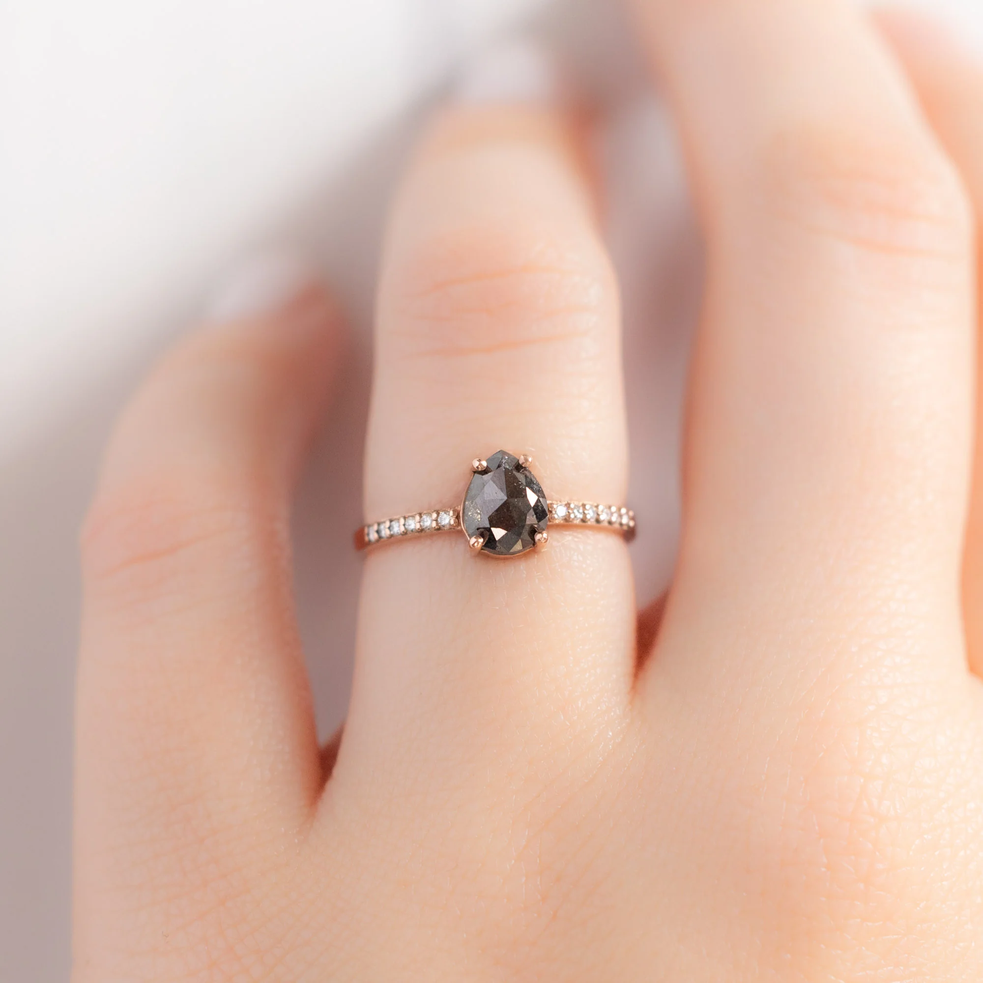 The Willow Ring | Build Your Own Pear Black Diamond Engagement Ring - Image 11