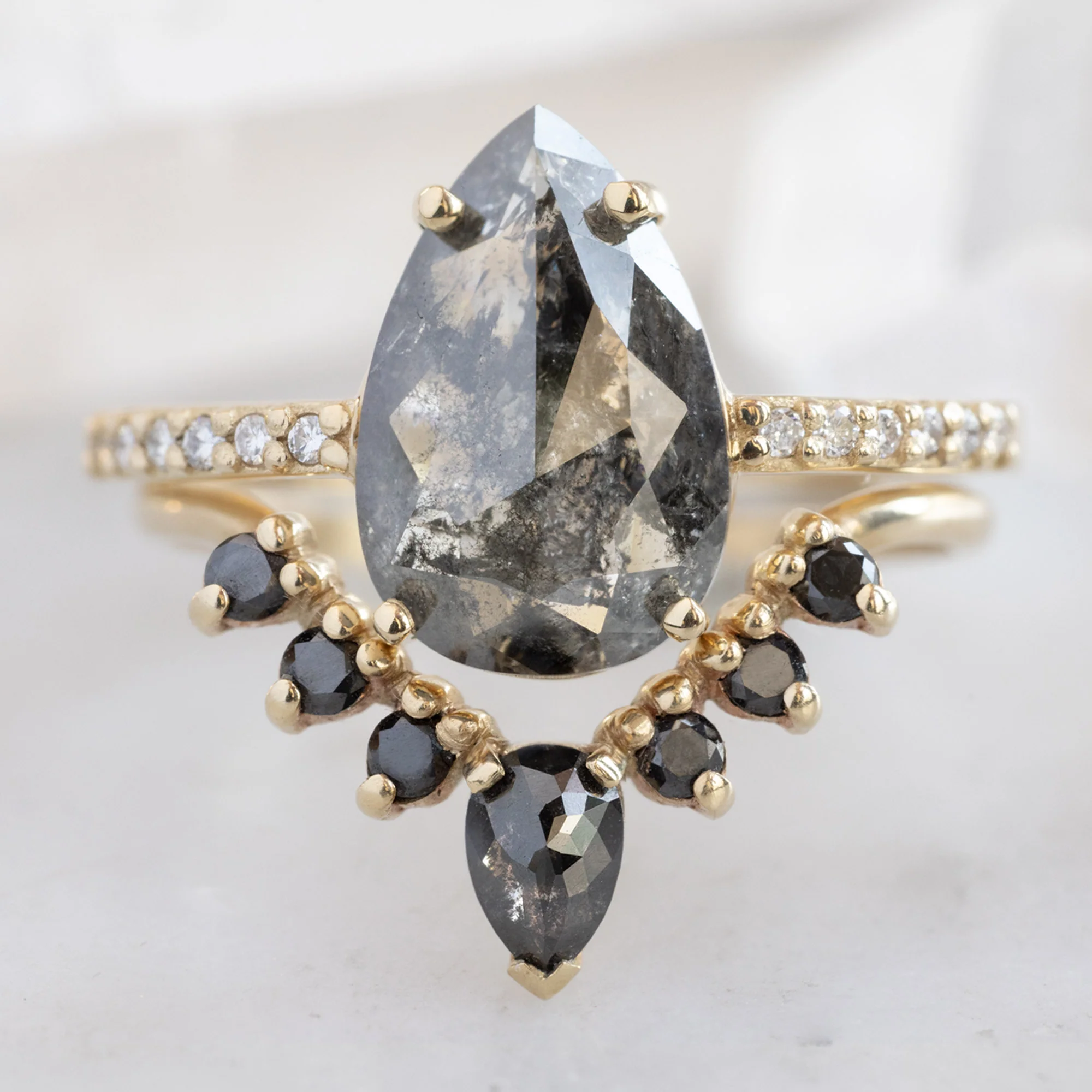 The Willow Ring | Build Your Own Pear Black Diamond Engagement Ring - Image 4