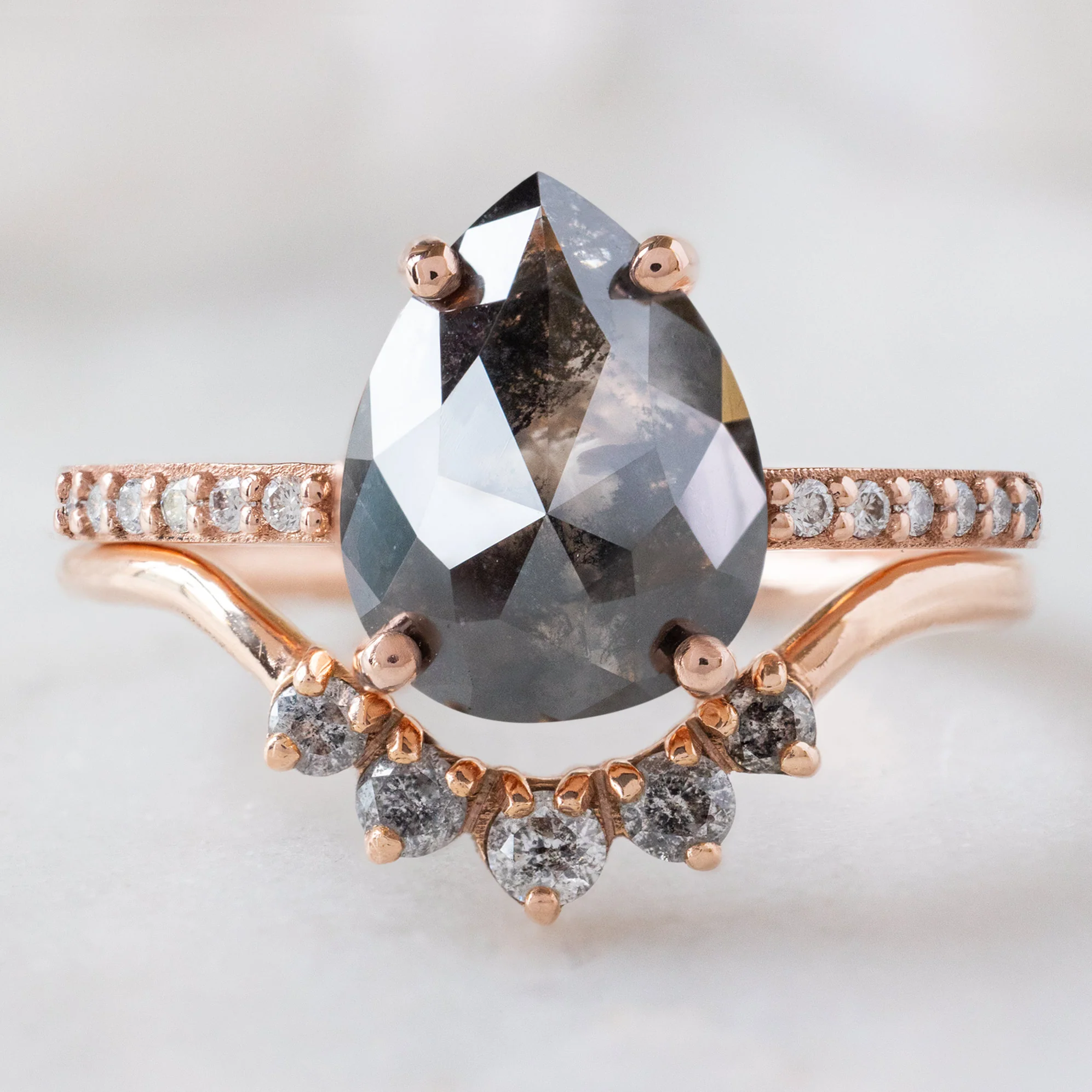 The Willow Ring | Build Your Own Pear Black Diamond Engagement Ring - Image 5