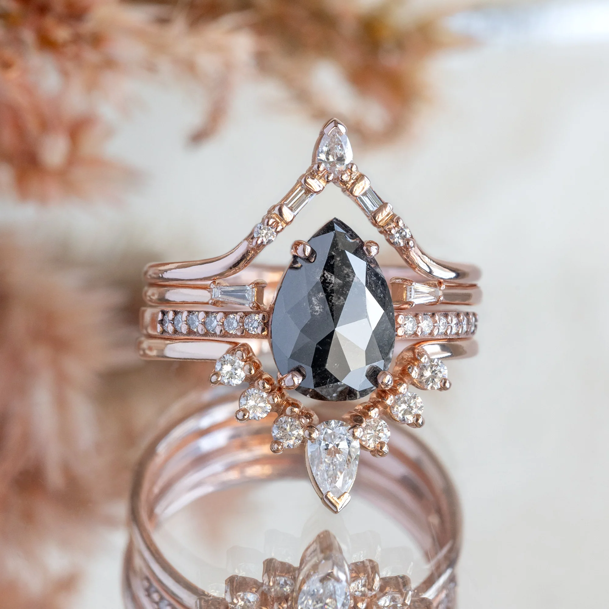 The Willow Ring | Build Your Own Pear Black Diamond Engagement Ring - Image 7