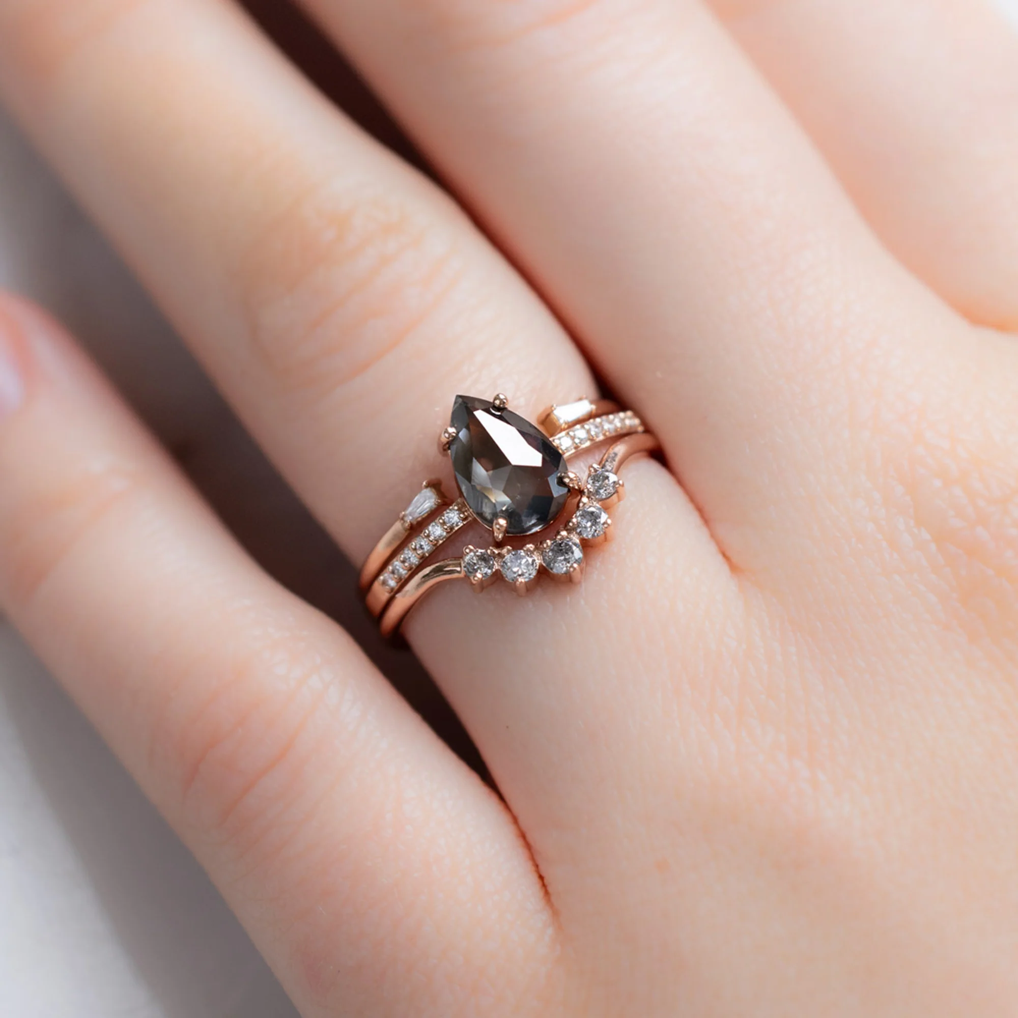 The Willow Ring | Build Your Own Pear Black Diamond Engagement Ring - Image 8