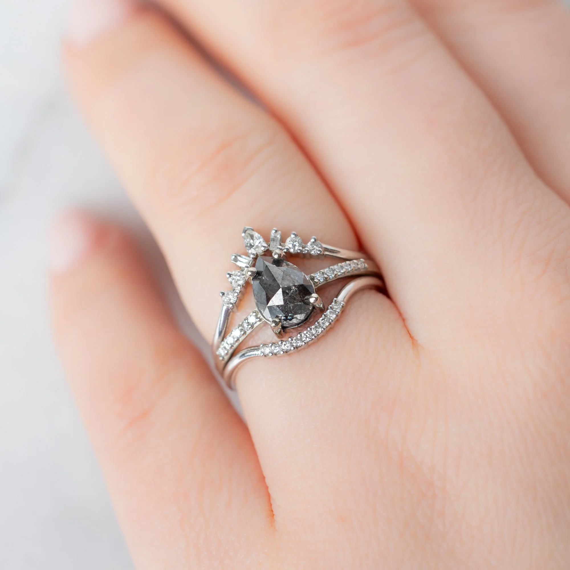 The Willow Ring | Build Your Own Pear Black Diamond Engagement Ring - Image 9