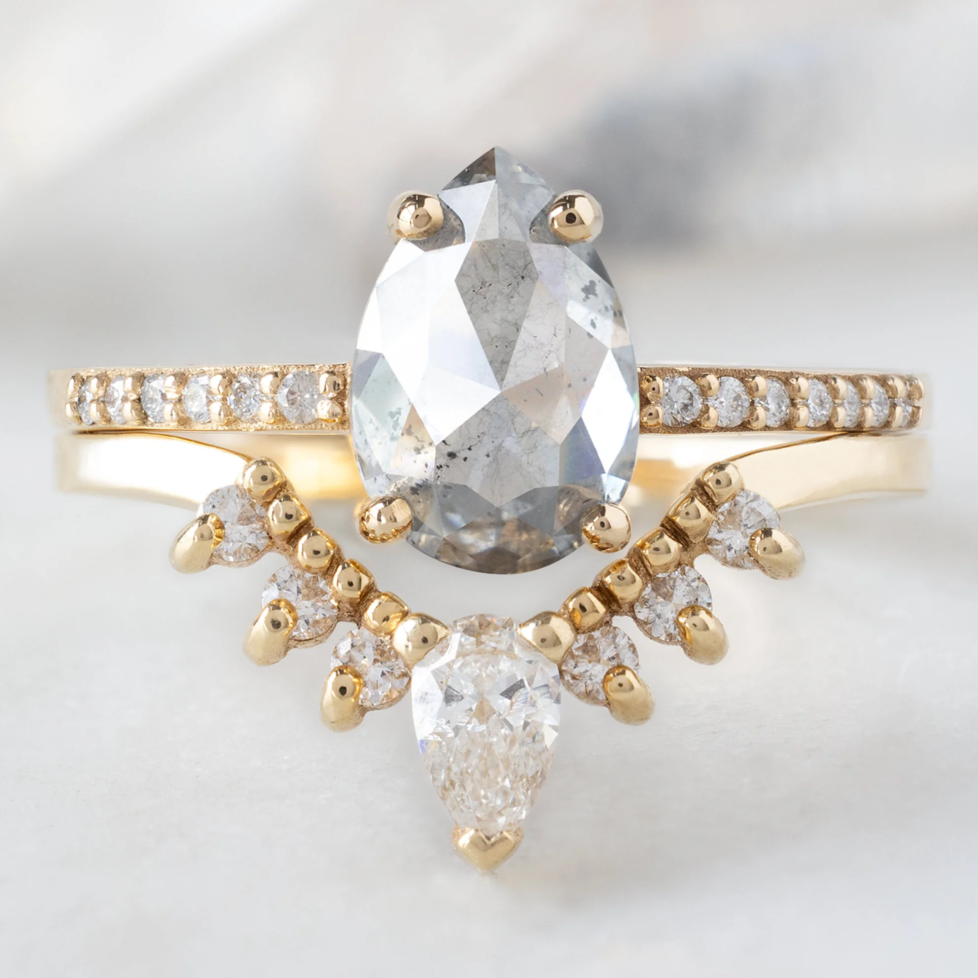 The Willow Ring | Build Your Own Pear Salt and Pepper Diamond Engagement Ring - Image 11