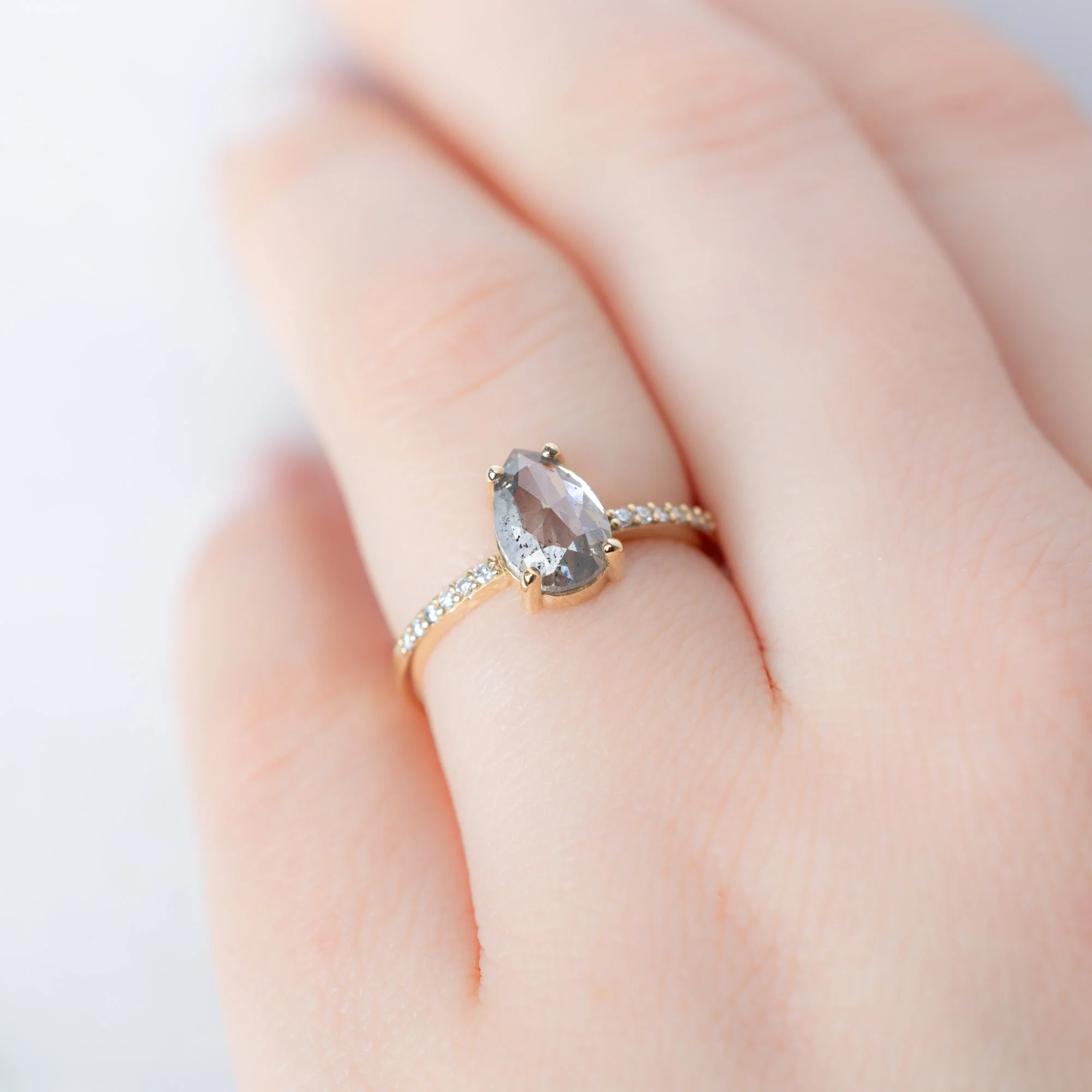 The Willow Ring | Build Your Own Pear Salt and Pepper Diamond Engagement Ring - Image 13