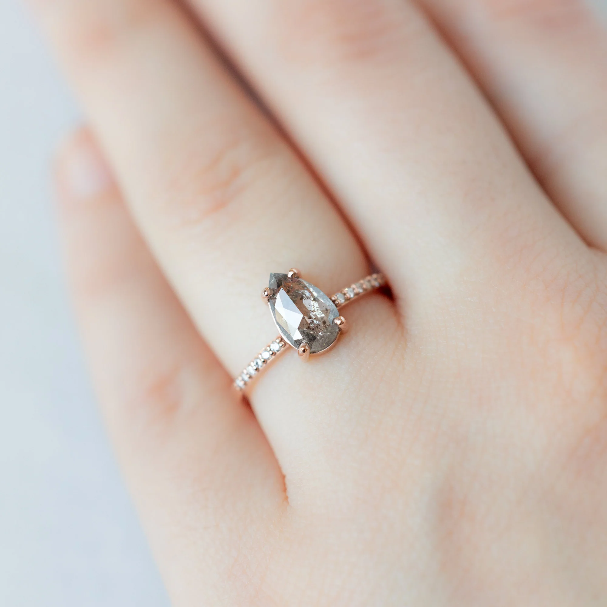 The Willow Ring | Build Your Own Pear Salt and Pepper Diamond Engagement Ring - Image 14