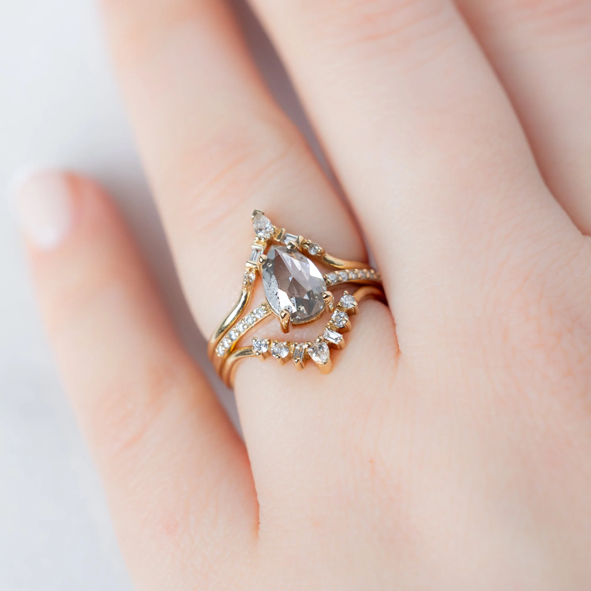 The Willow Ring | Build Your Own Pear Salt and Pepper Diamond Engagement Ring - Image 4