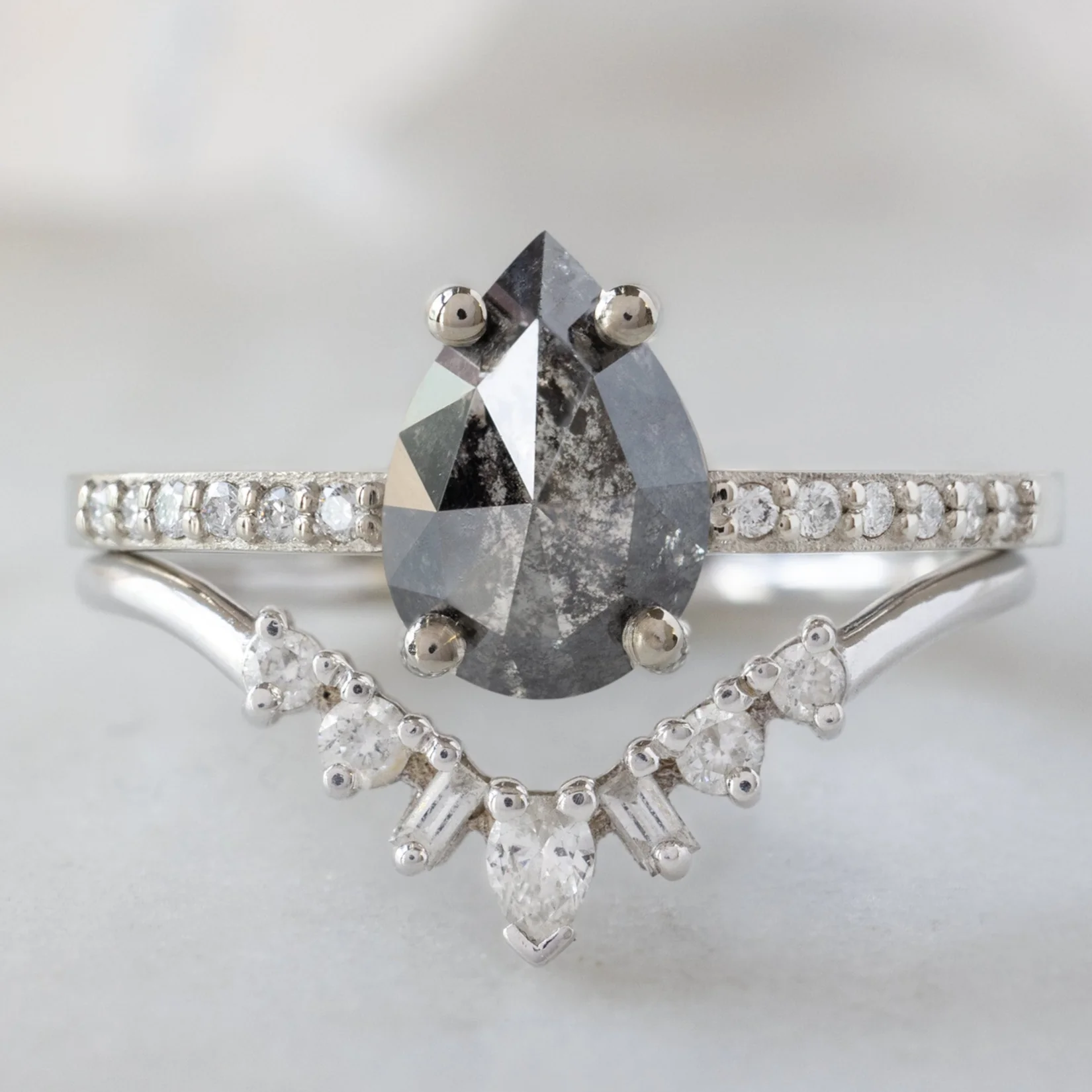 The Willow Ring | Build Your Own Pear Salt and Pepper Diamond Engagement Ring - Image 7