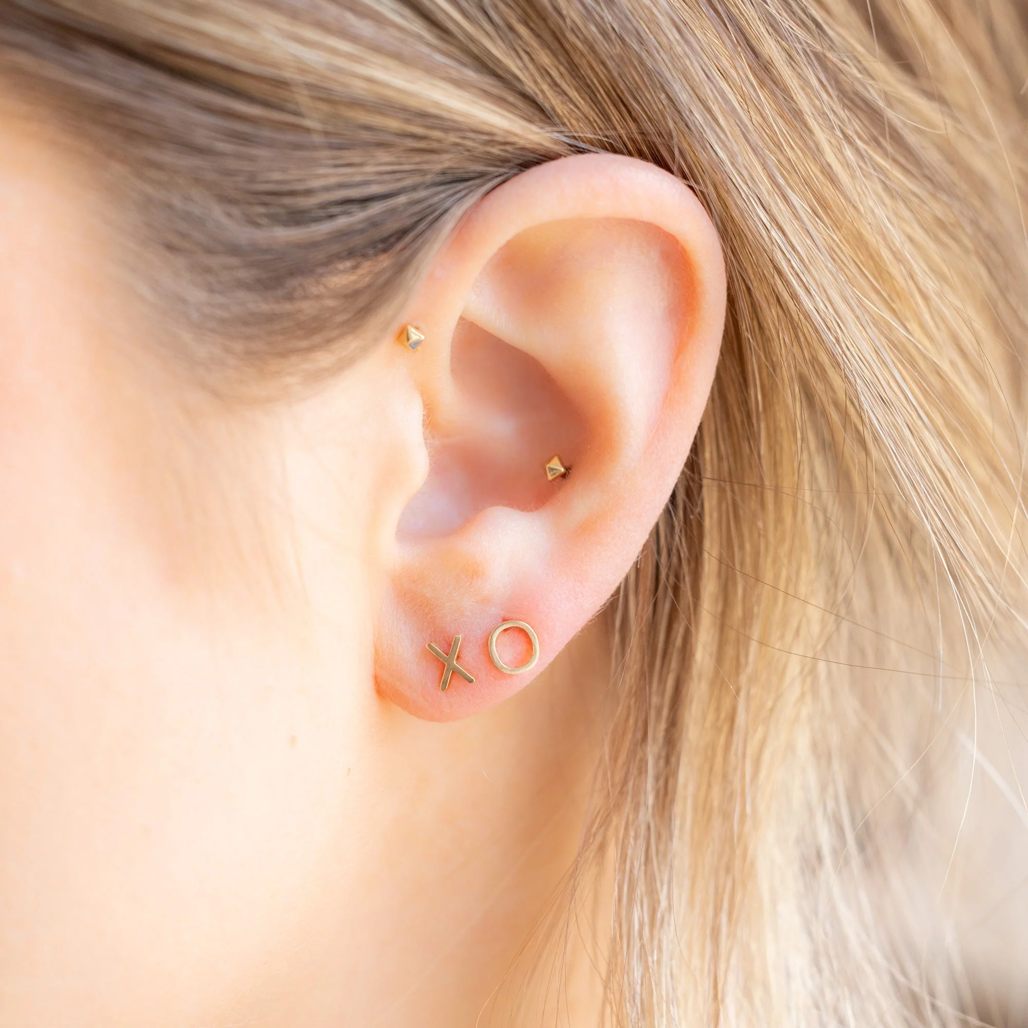 The XO' Stud Earrings | Yellow, Rose, White or Sterling Silver - Image 4