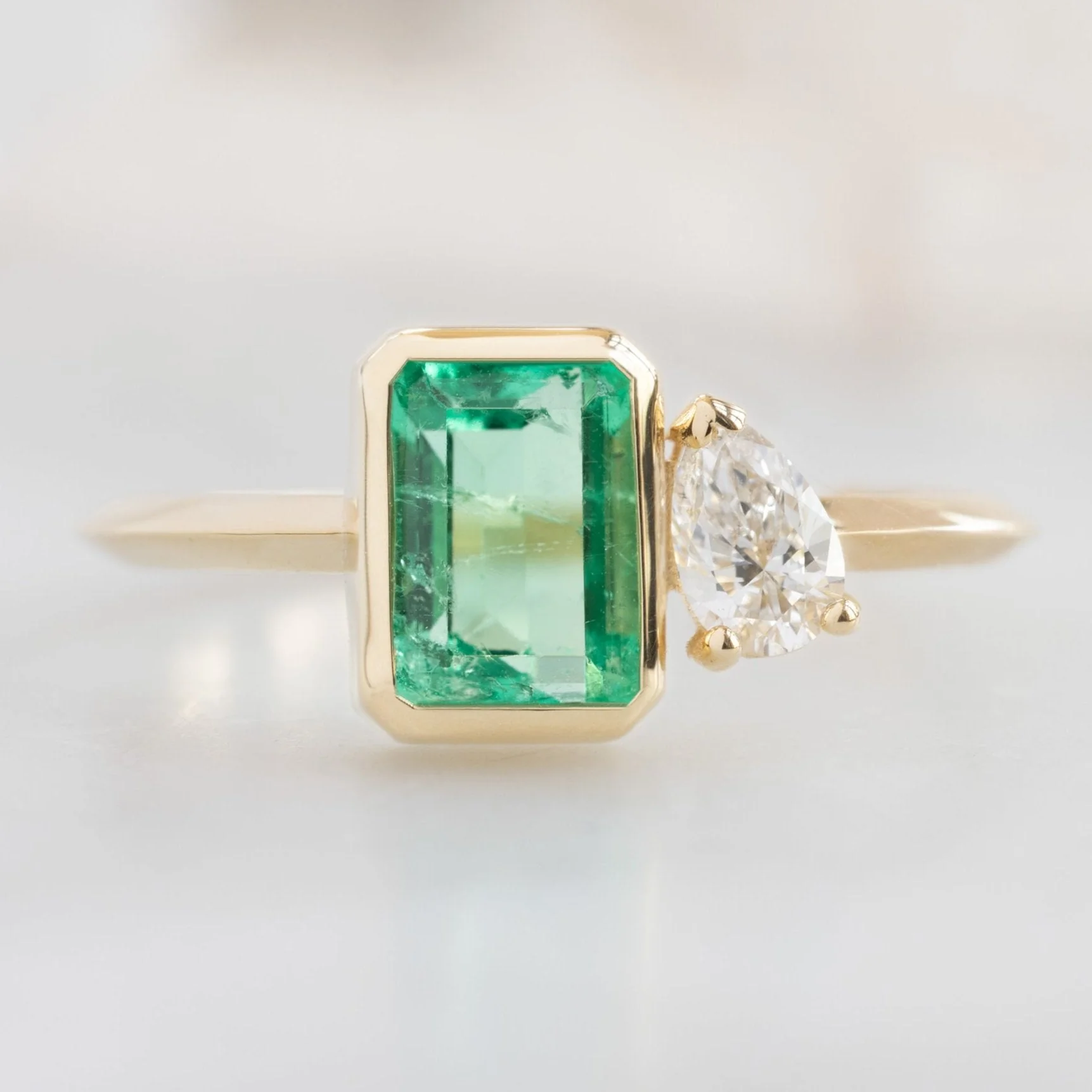 The You and Me Ring | 0.99ct Emerald-Cut Emerald in 14K Yellow Gold