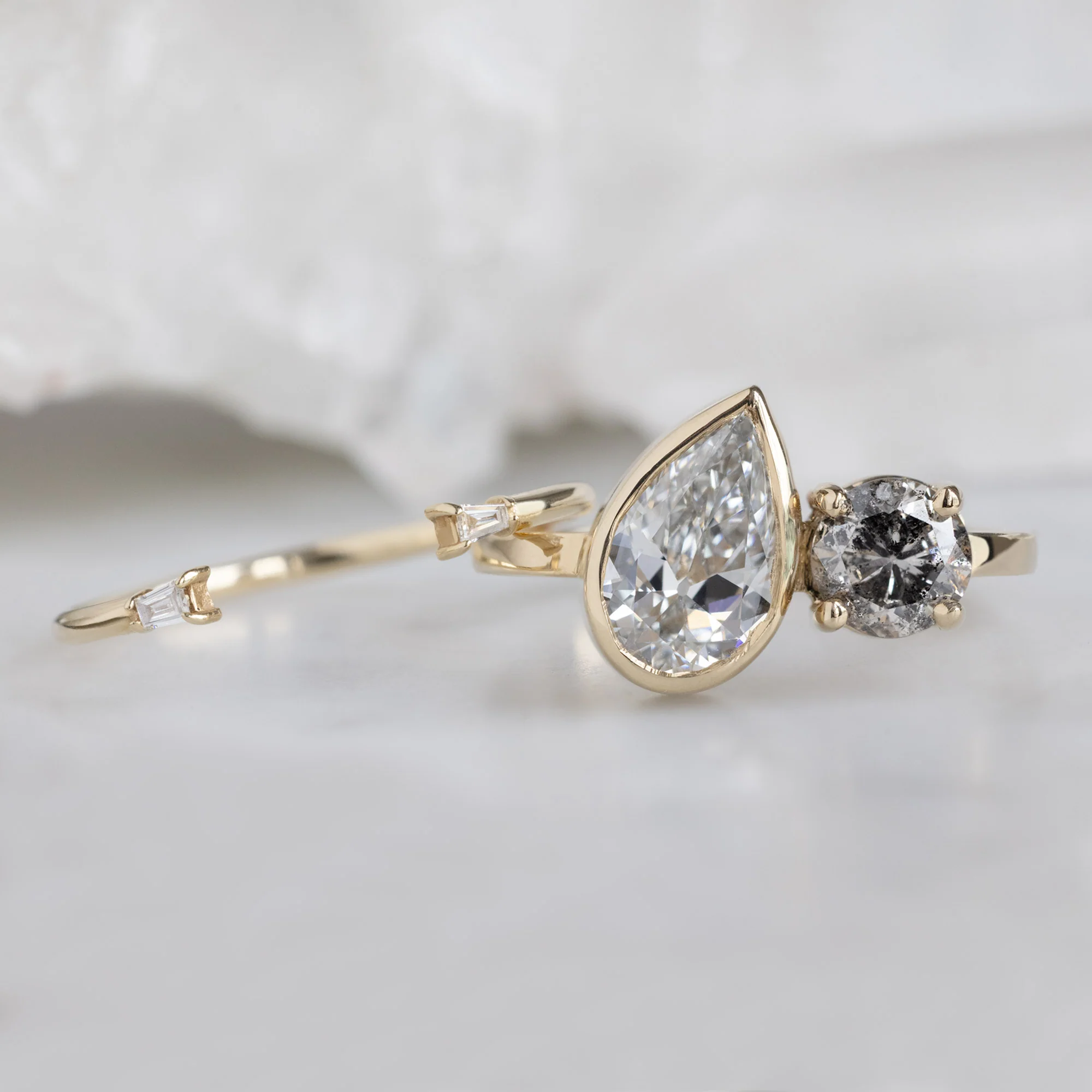 The You and Me Ring | 1.25ct Lab Grown Pear White Diamond in 14K Yellow Gold - Image 3