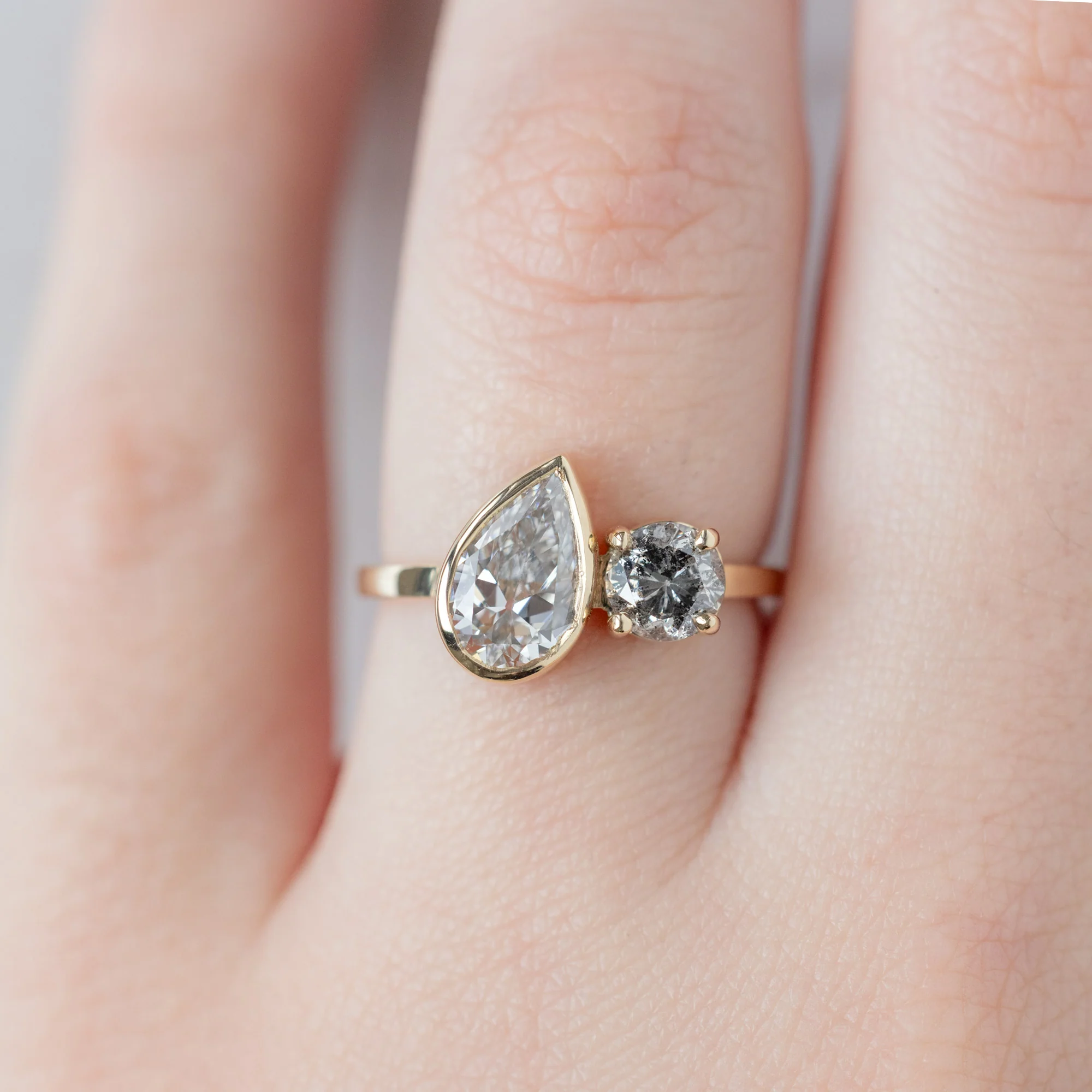 The You and Me Ring | 1.25ct Lab Grown Pear White Diamond in 14K Yellow Gold - Image 4