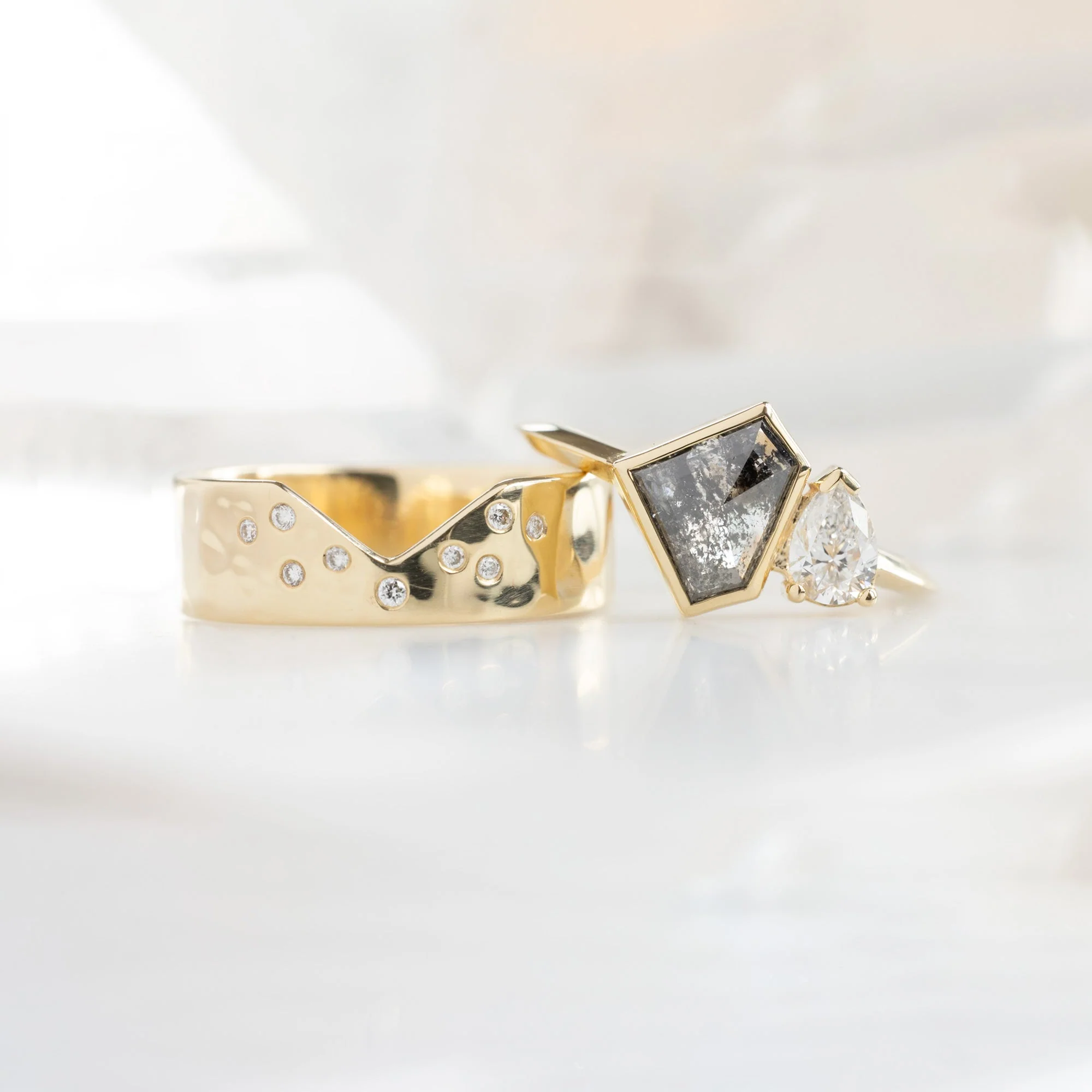 The You and Me Ring | 1.52ct Shield Salt and Pepper Diamond in 14K Yellow Gold - Image 5