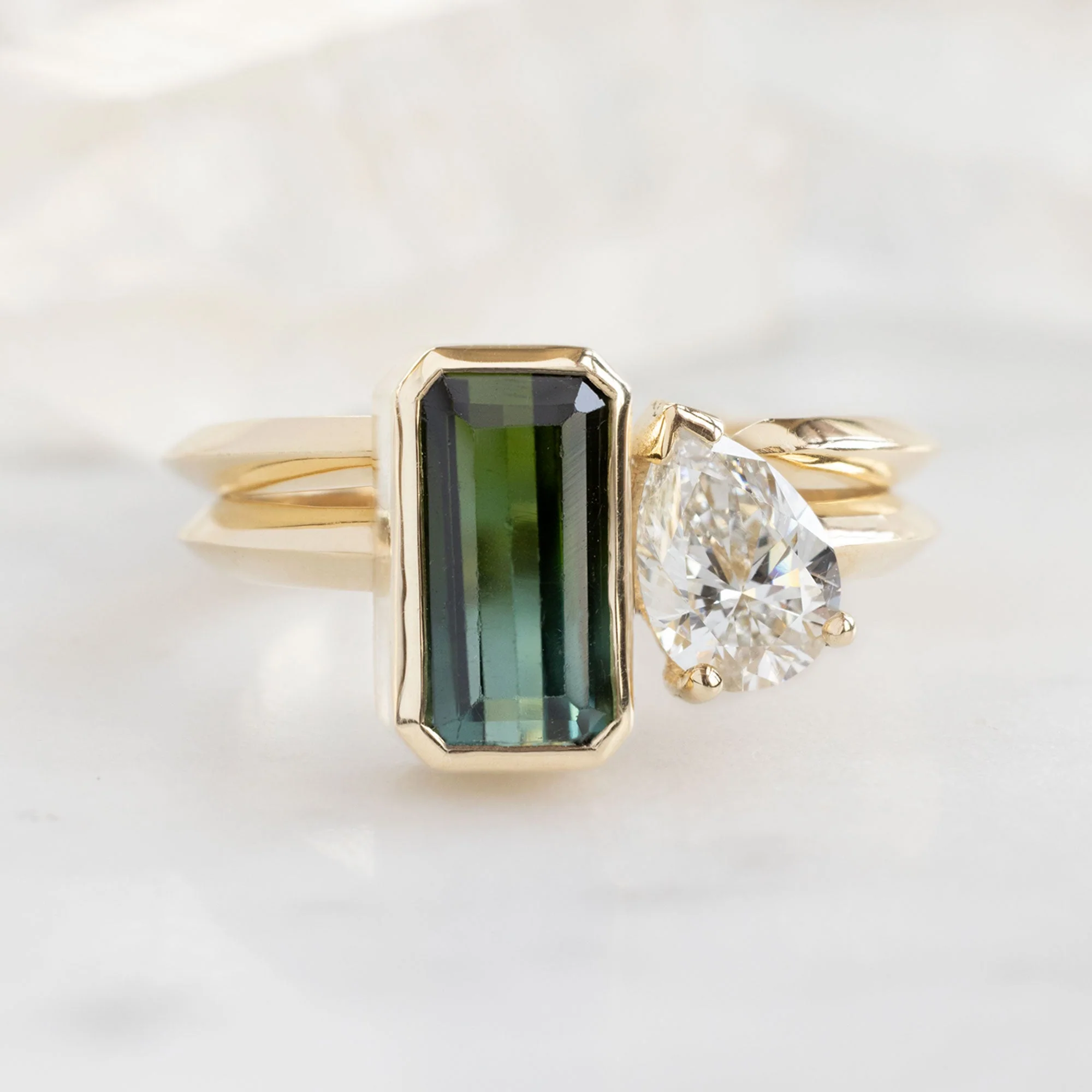 The You and Me Ring | 1.63ct Emerald Tourmaline in 14K Yellow Gold - Image 3