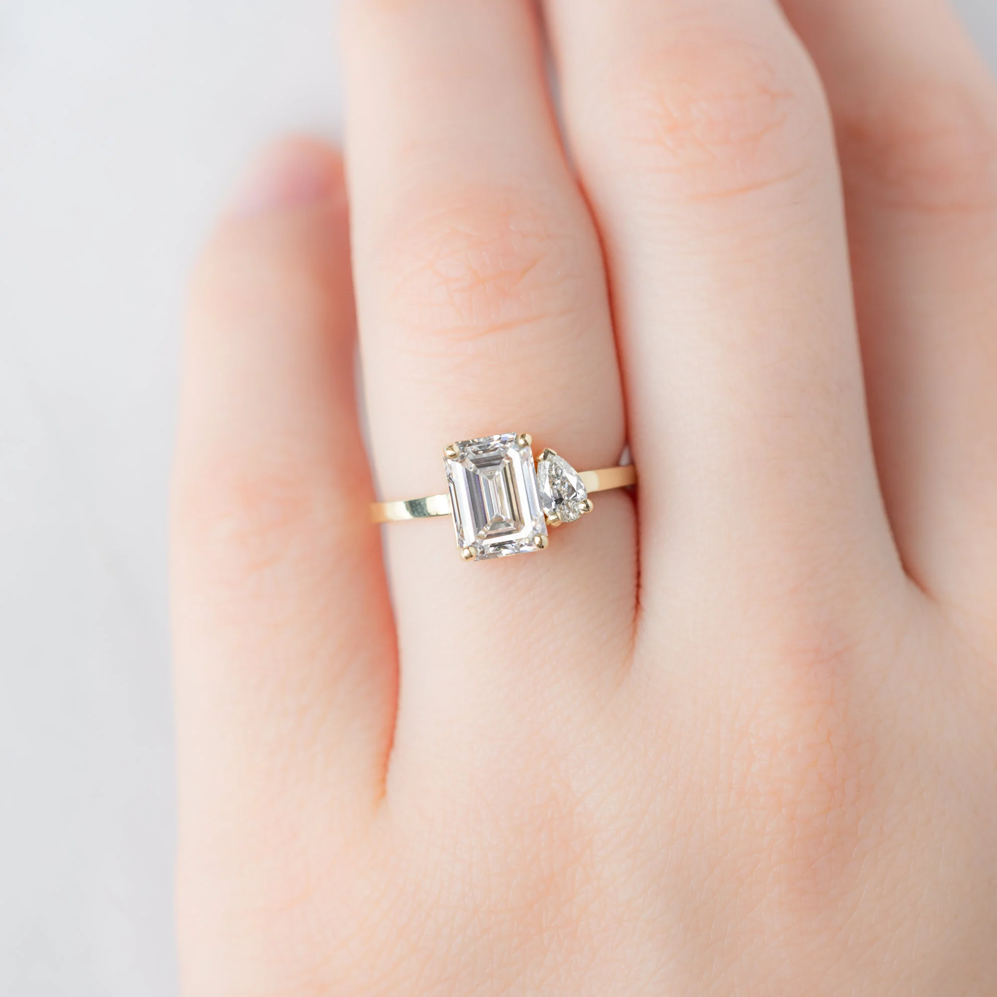 The You and Me Ring | 1.74ct Lab Grown Emerald Cut White Diamond in 14K Yellow Gold - Image 4