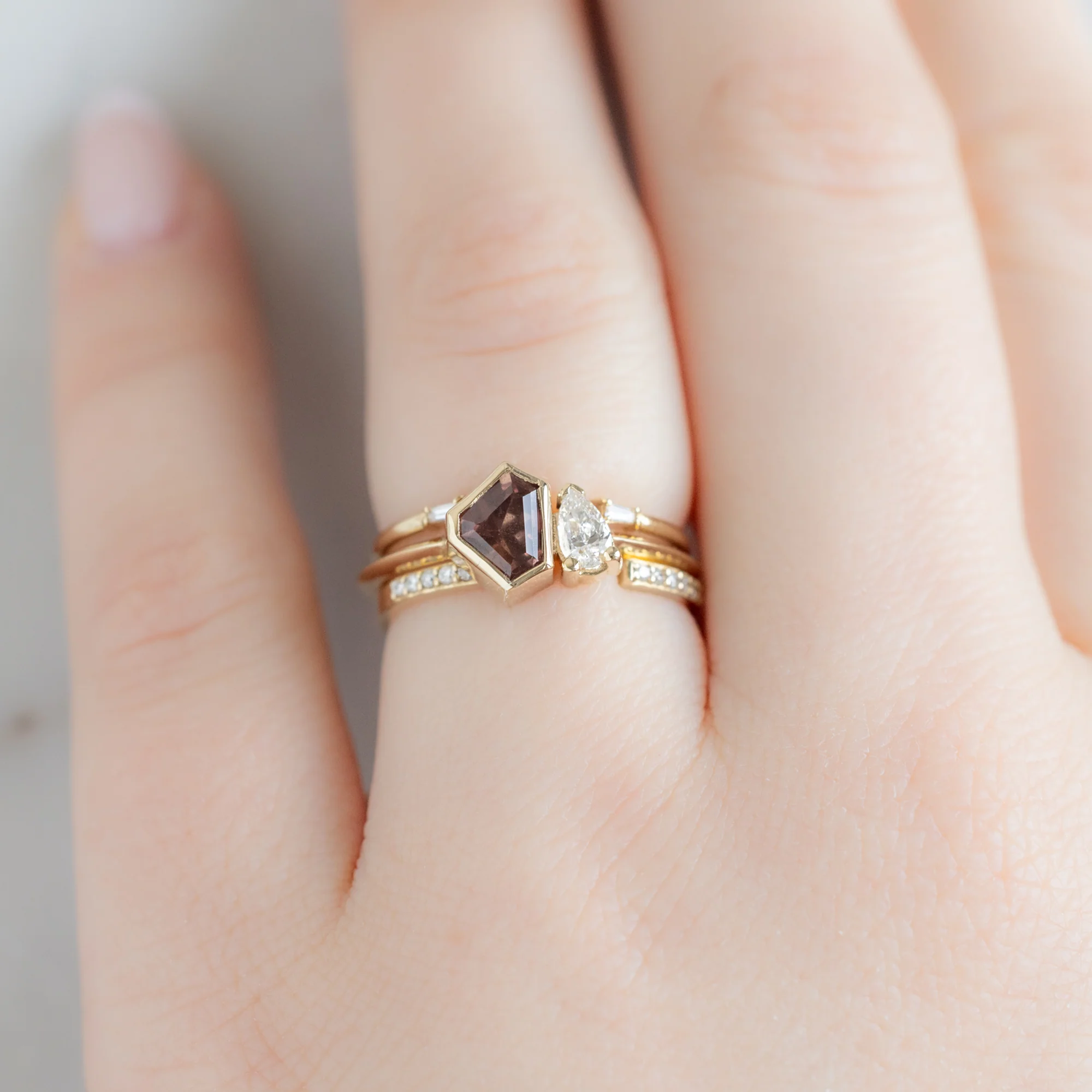 The You & Me Ring | 0.91ct Shield Orange Sapphire in 14K Yellow Gold - Image 2