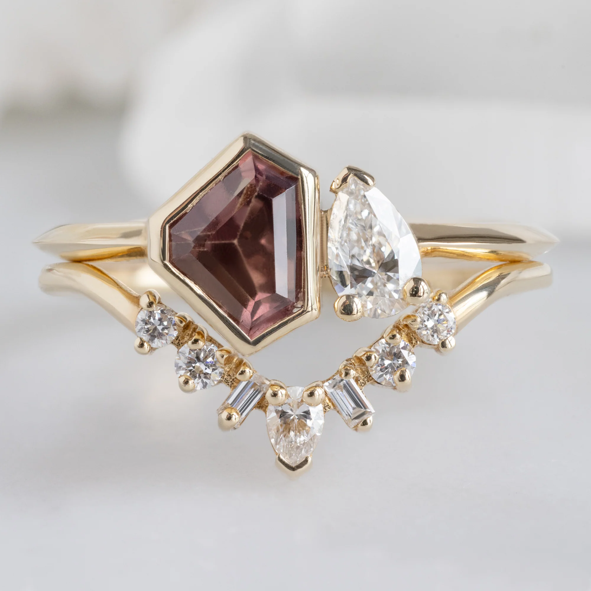 The You & Me Ring | 0.91ct Shield Orange Sapphire in 14K Yellow Gold - Image 3