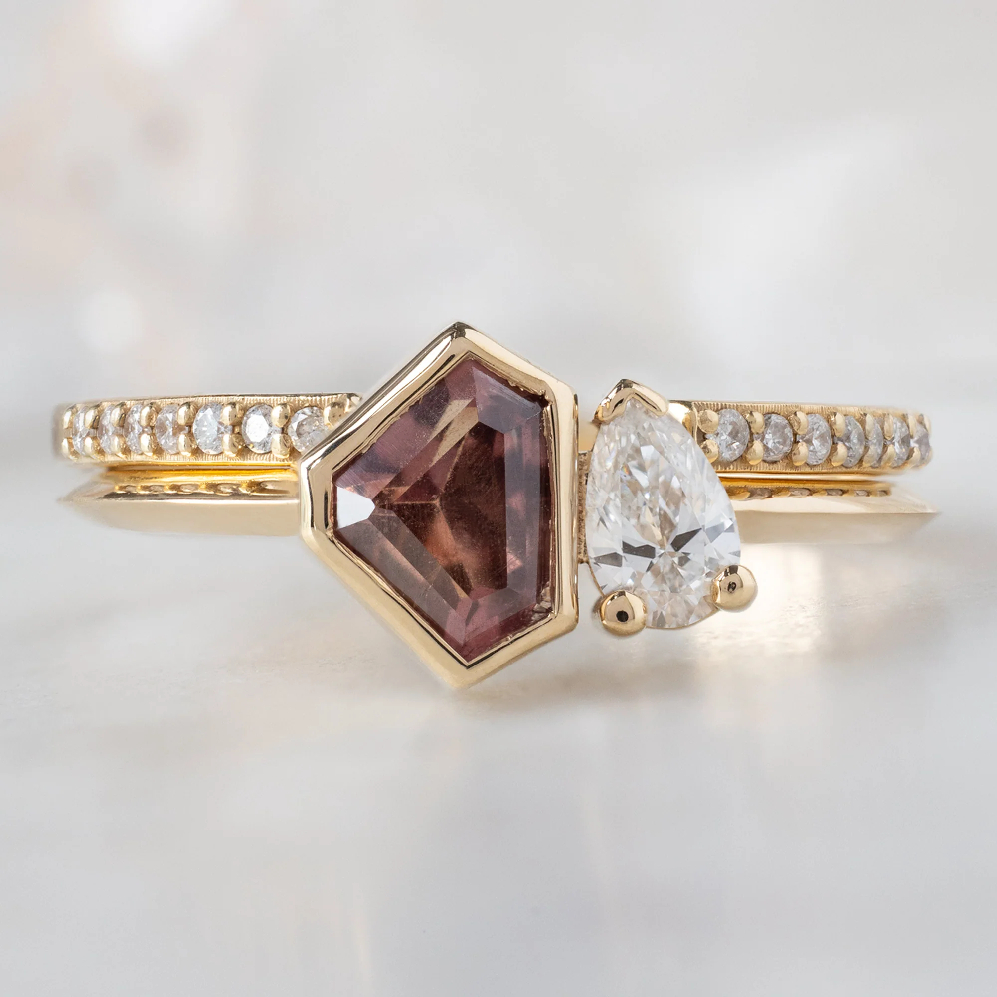 The You & Me Ring | 0.91ct Shield Orange Sapphire in 14K Yellow Gold - Image 4