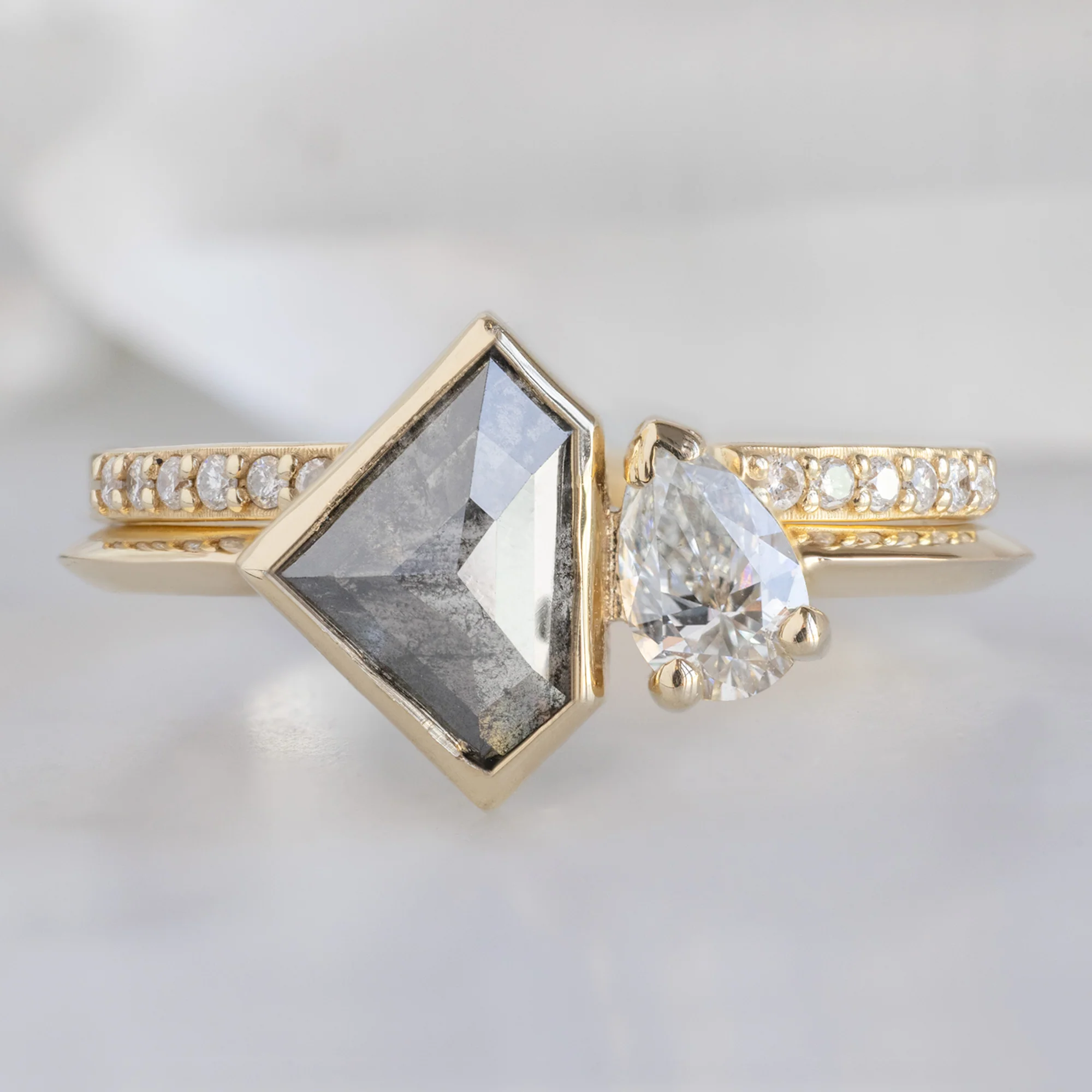 The You and Me Ring | 1.12ct Shield Salt and Pepper Diamond in 14K Yellow Gold - Image 4
