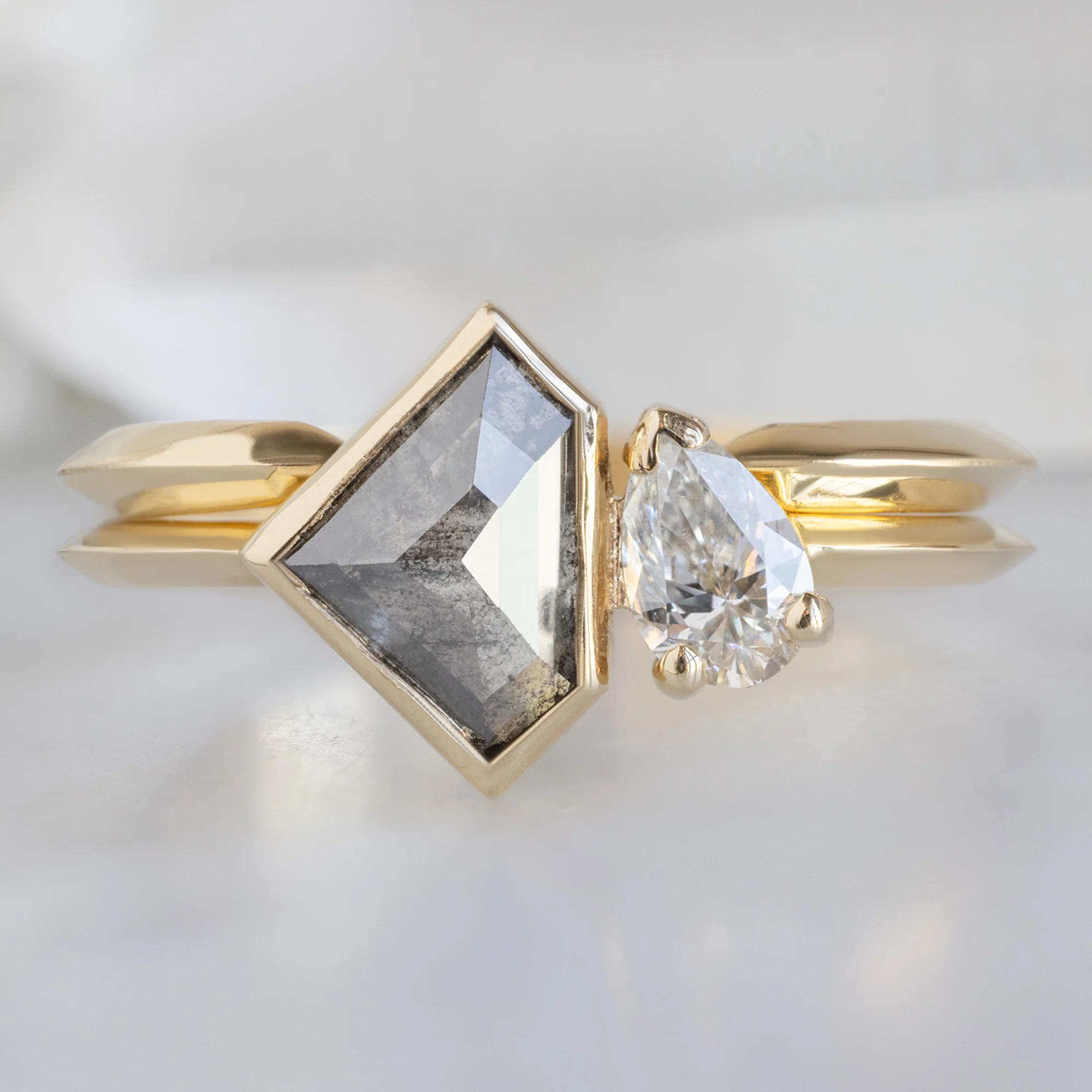 The You and Me Ring | 1.12ct Shield Salt and Pepper Diamond in 14K Yellow Gold - Image 5