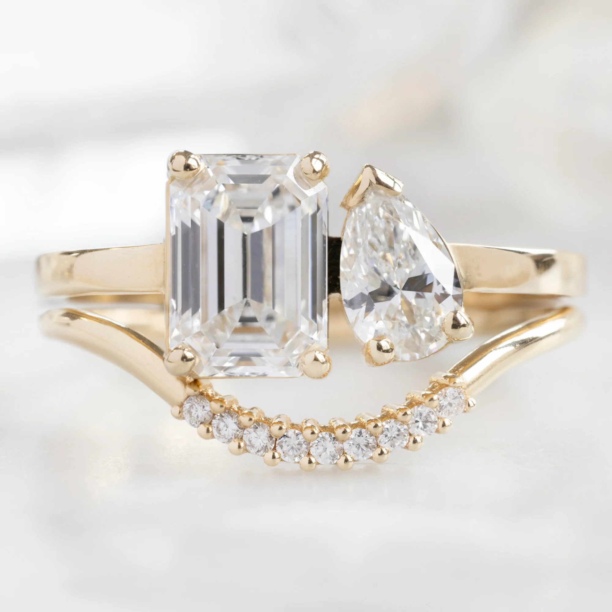 The You and Me Ring | 1.50ct Emerald Cut Lab Grown White Diamond in 14K Yellow Gold - Image 3