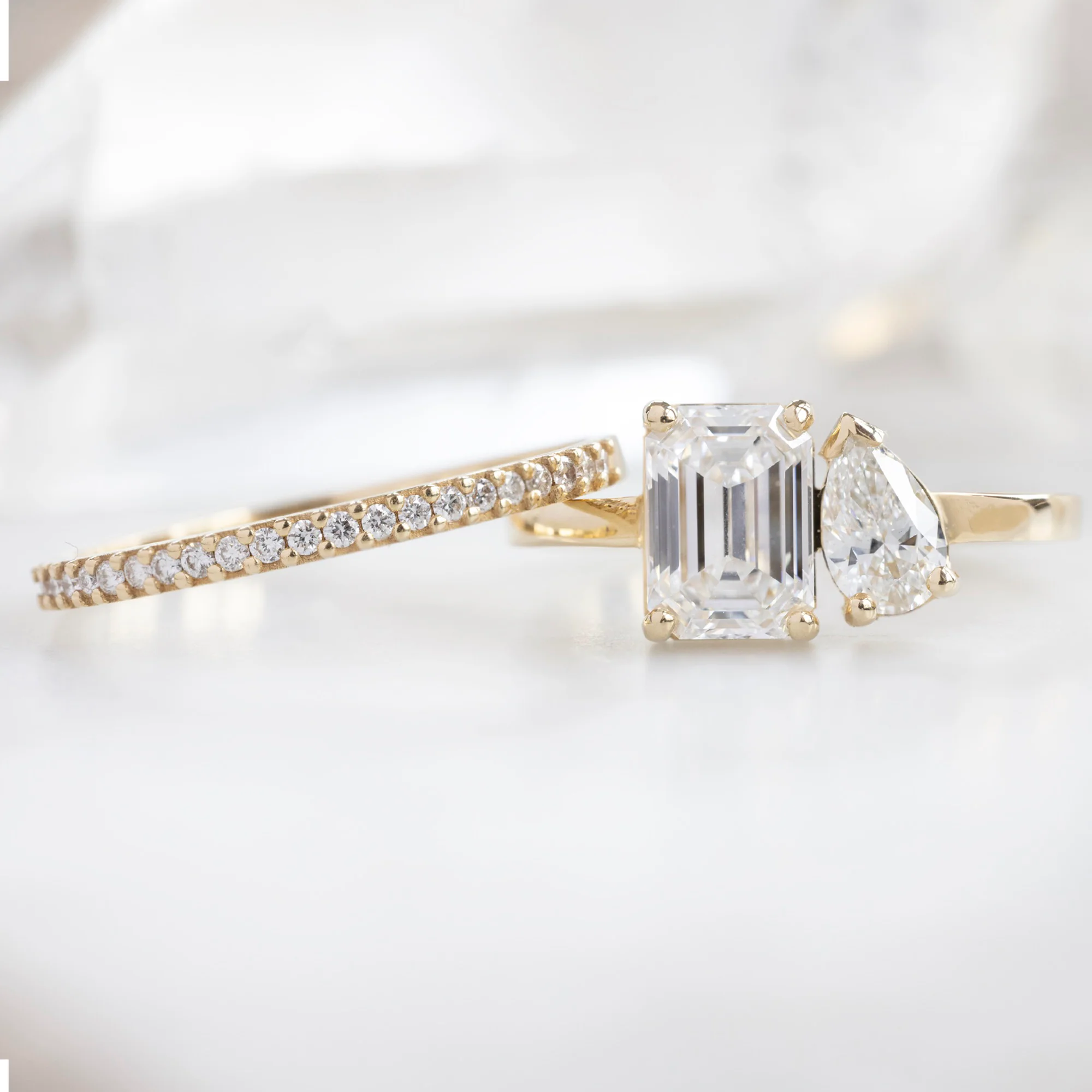 The You and Me Ring | 1.50ct Emerald Cut Lab Grown White Diamond in 14K Yellow Gold - Image 4